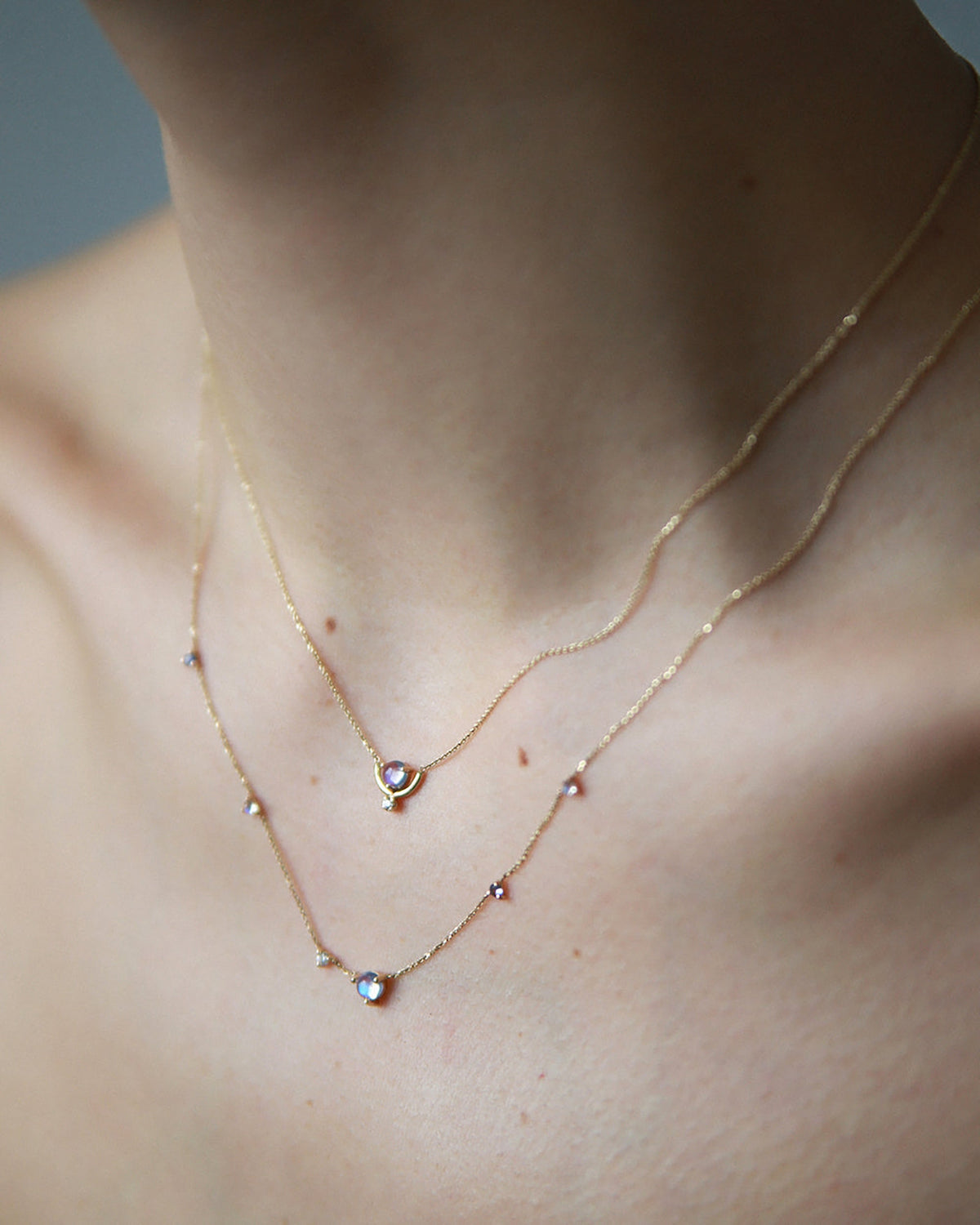 Moonstone and Diamond Necklace Gift Set