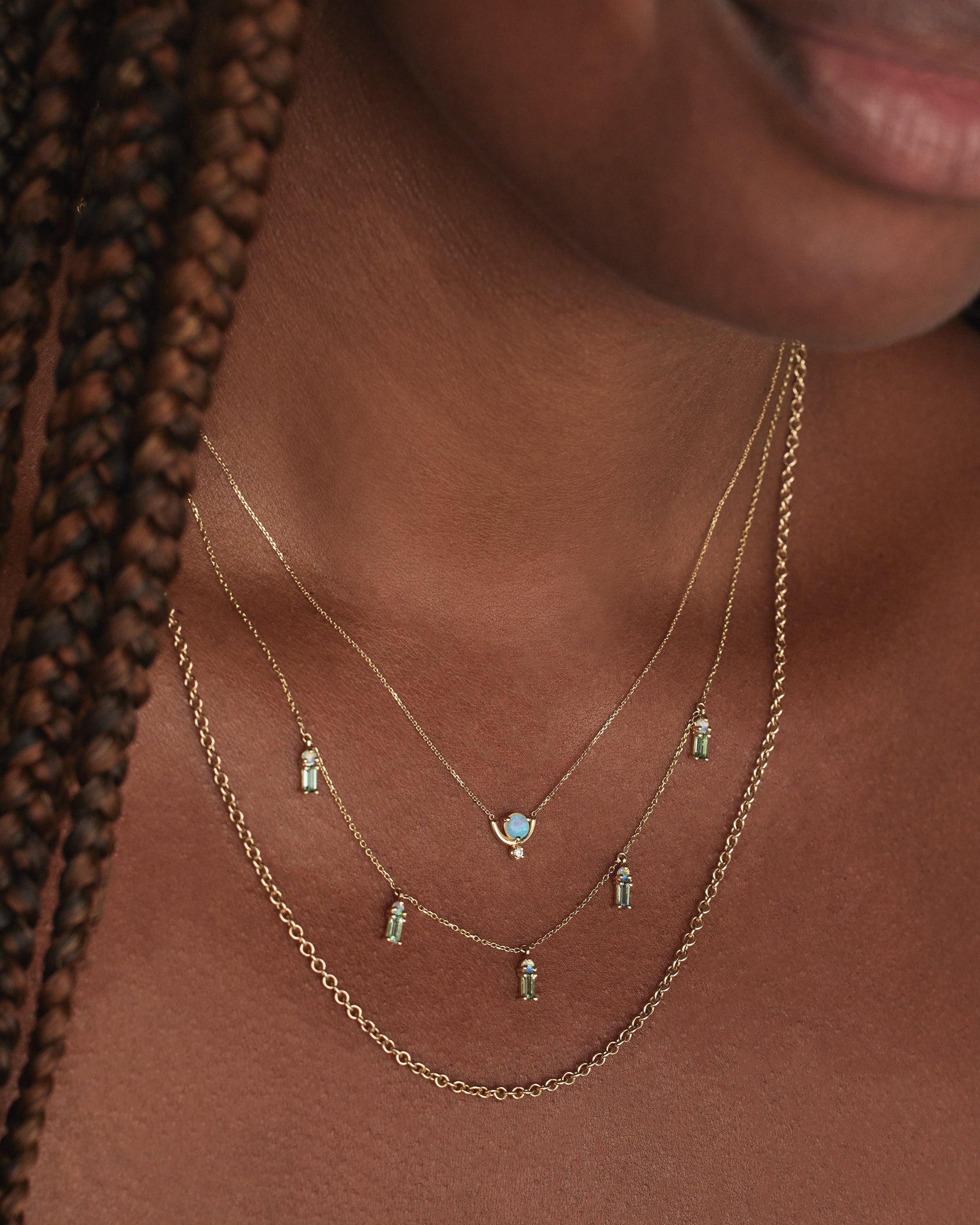 Opal and Diamond Nestled Necklace