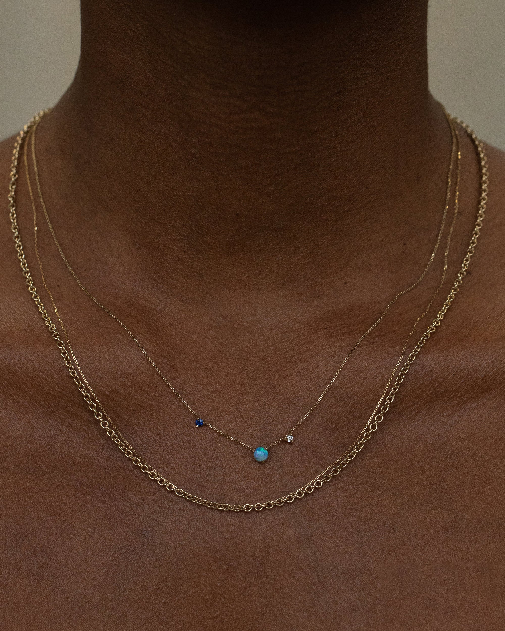 Opal and Diamond Three-Step Necklace