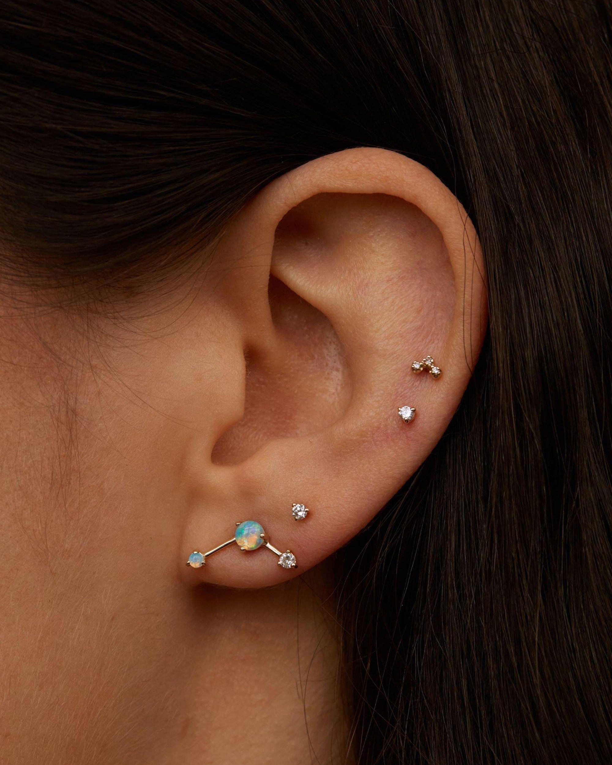 Opal and Diamond Three-Step Point Earring