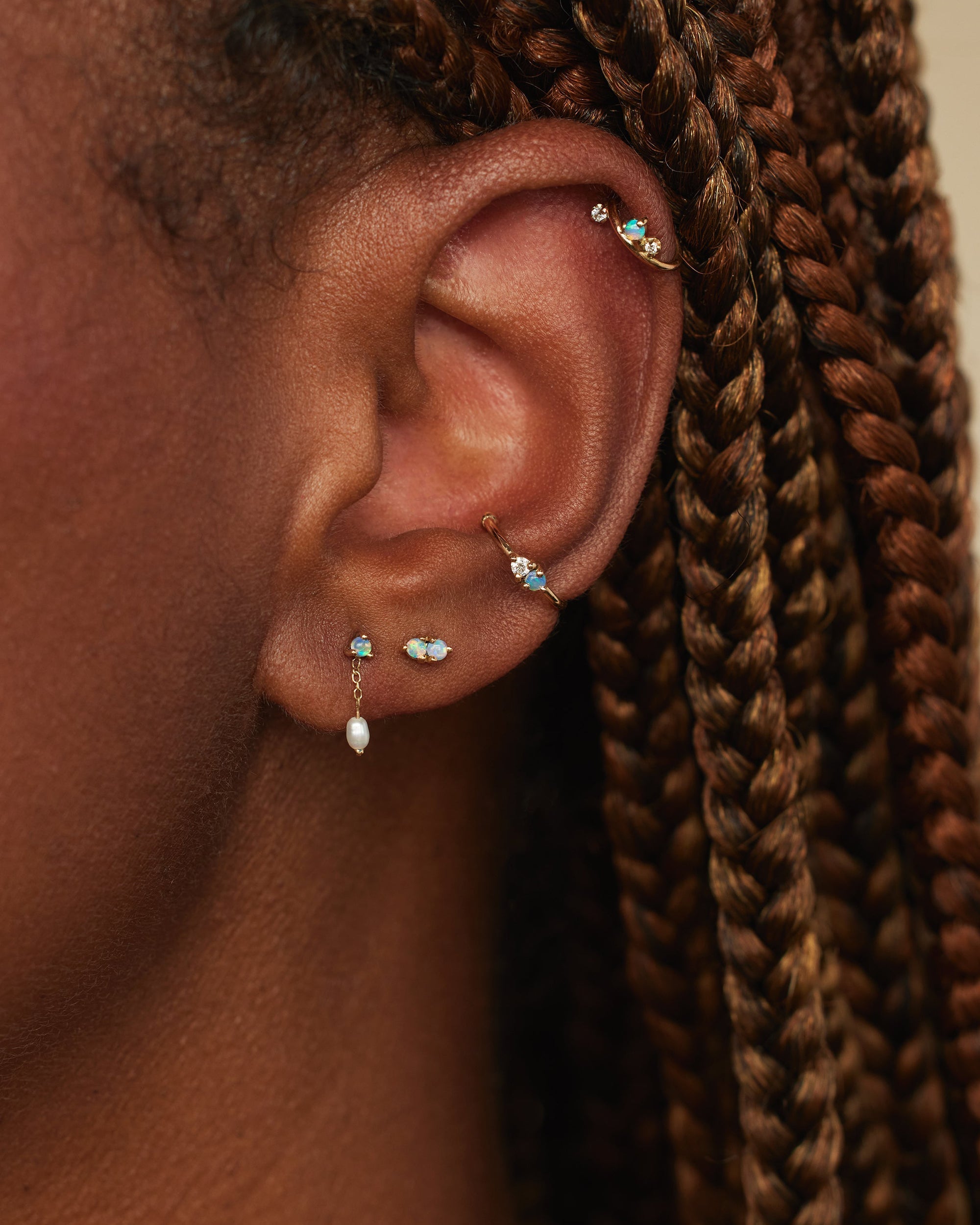 Opal and Diamond Two-Step Ear Cuff