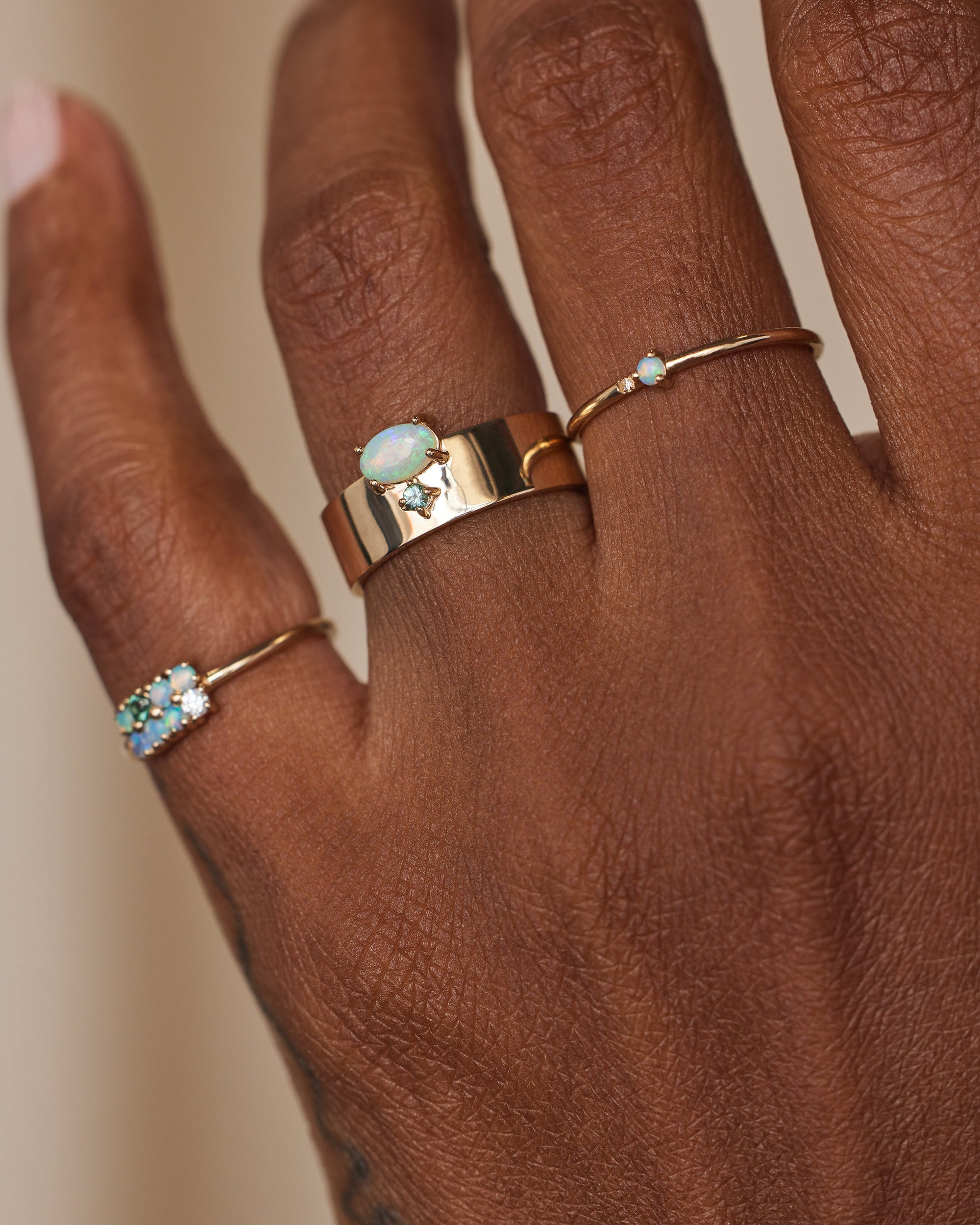 Opal and Tourmaline Bricolage Ring