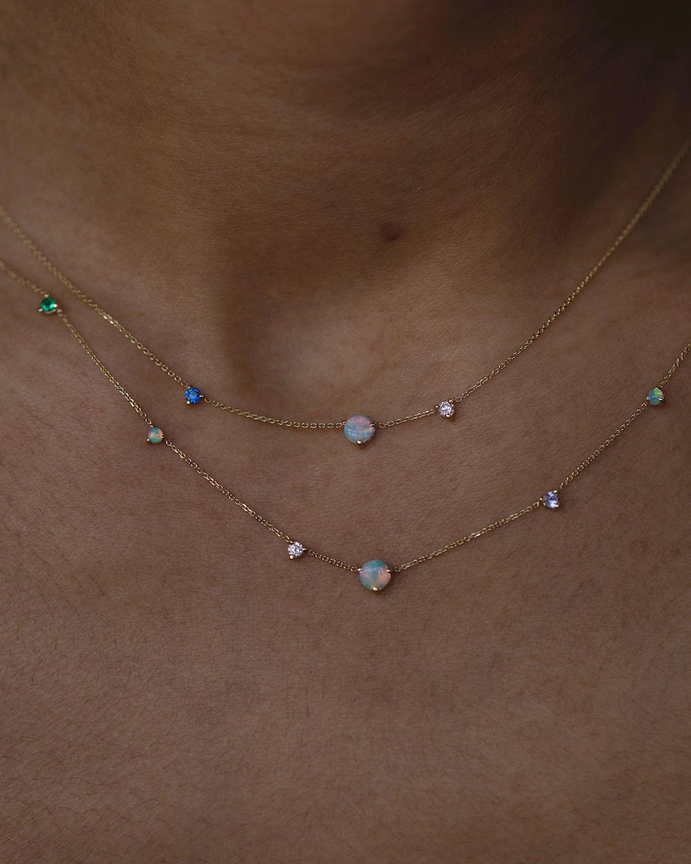 Opal and Diamond Necklace Gift Set