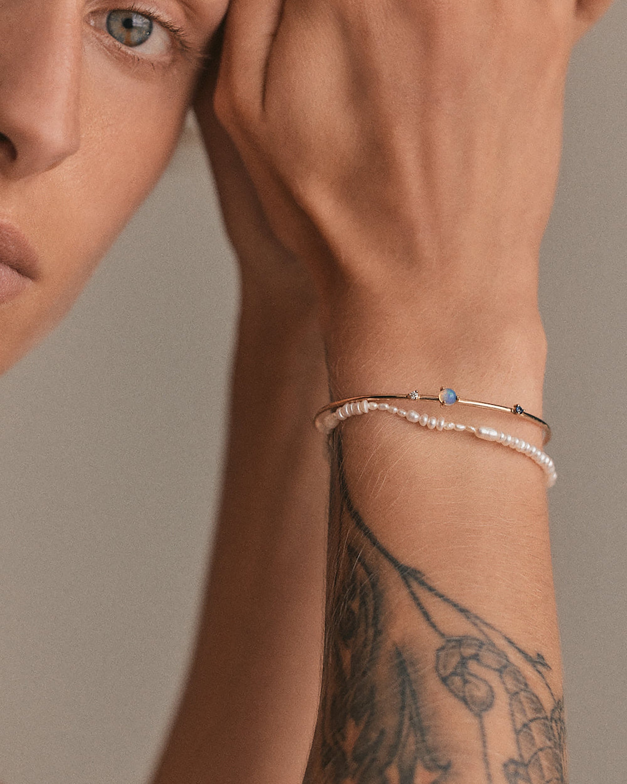 Opal Three-Stone Cuff Bracelet