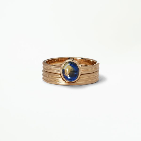 Oval Cabochon Sapphire Ridge Set Ring No. 9