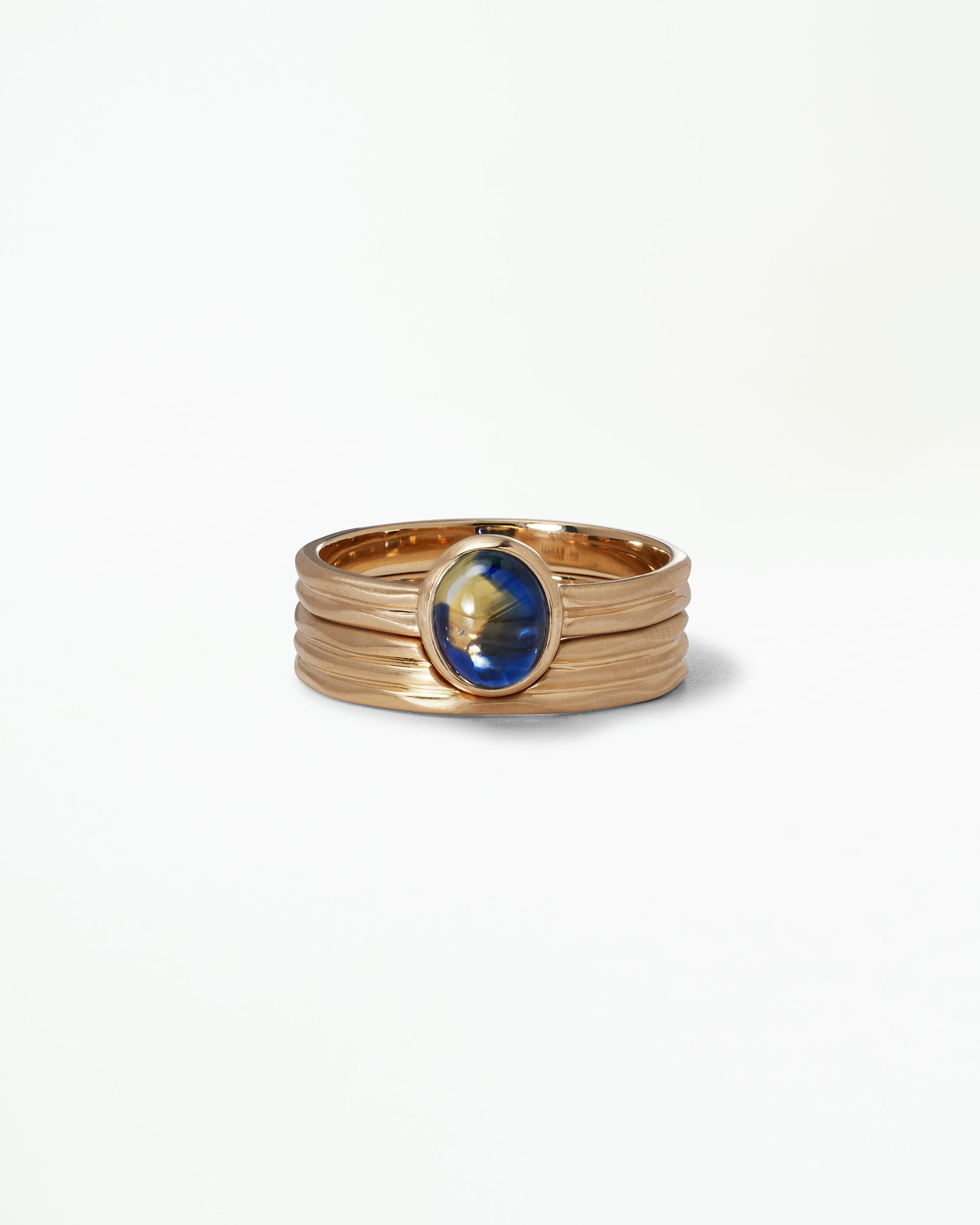 Oval Cabochon Sapphire Ridge Set Ring No. 9