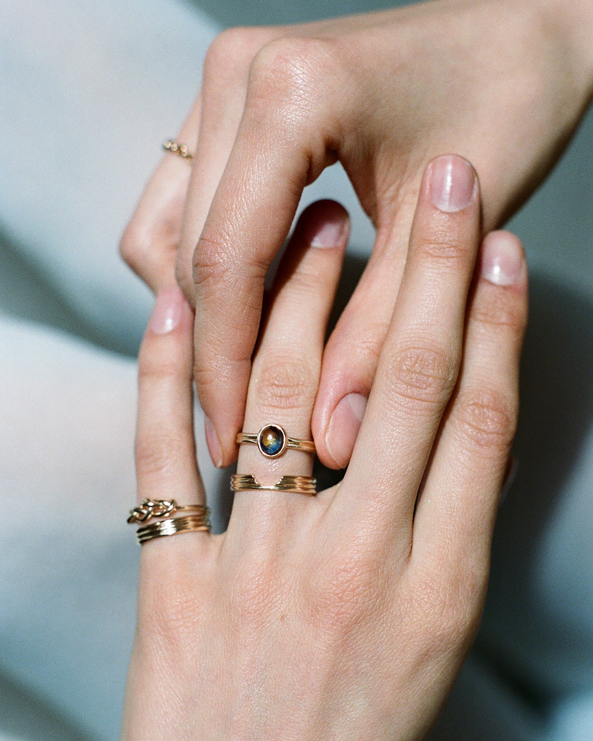 Oval Cabochon Sapphire Ridge Set Ring No. 9