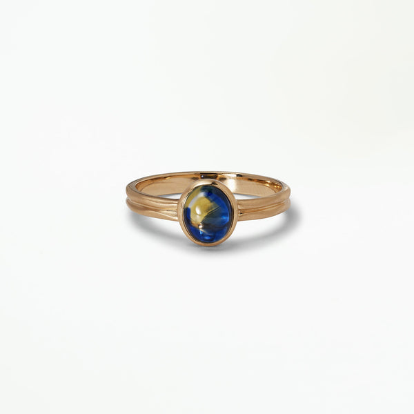 Oval Cabochon Sapphire Ridge Set Ring No. 9