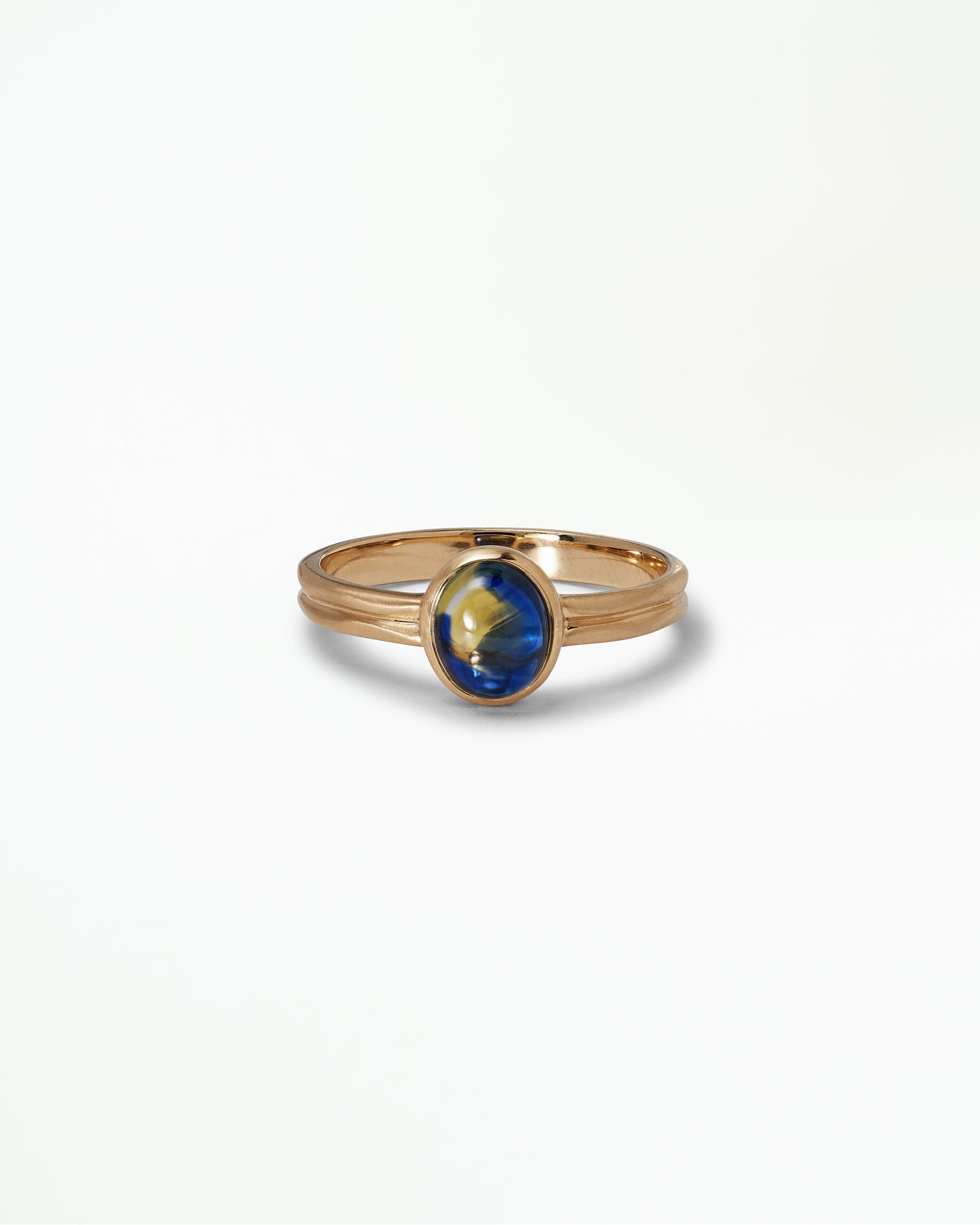 Oval Cabochon Sapphire Ridge Set Ring No. 9