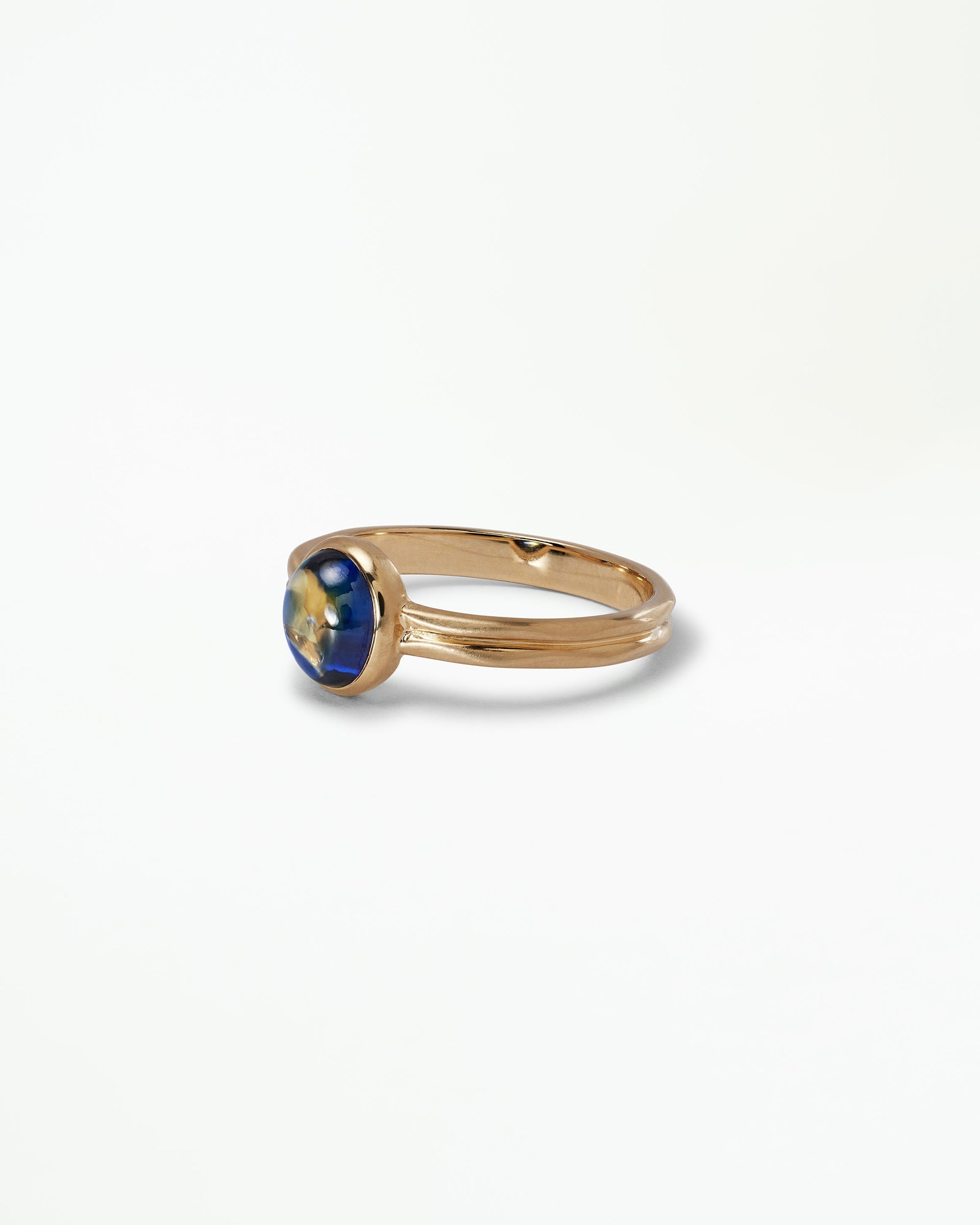 Oval Cabochon Sapphire Ridge Set Ring No. 9