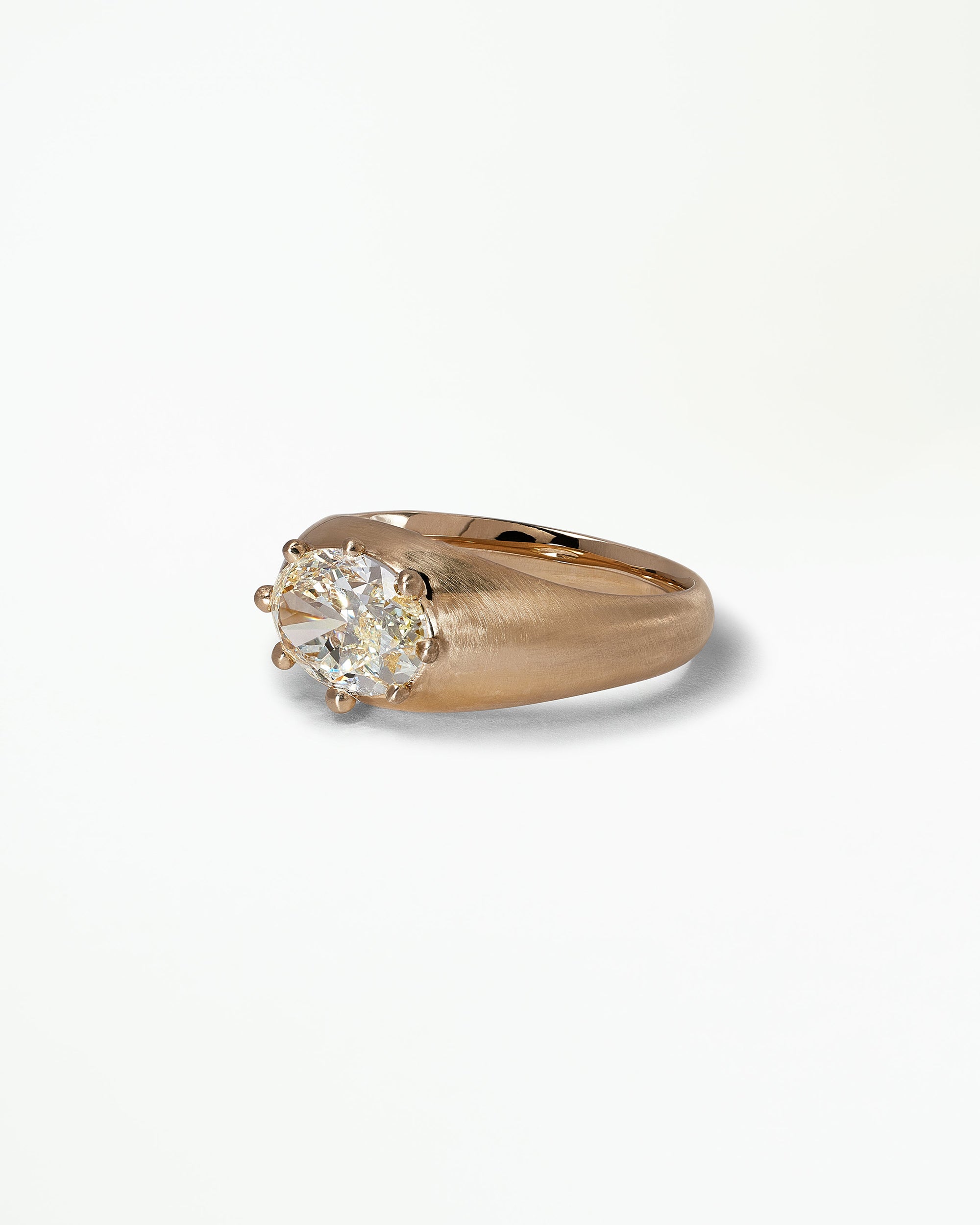 Oval Cut Diamond Beaded Signet Ring No. 1
