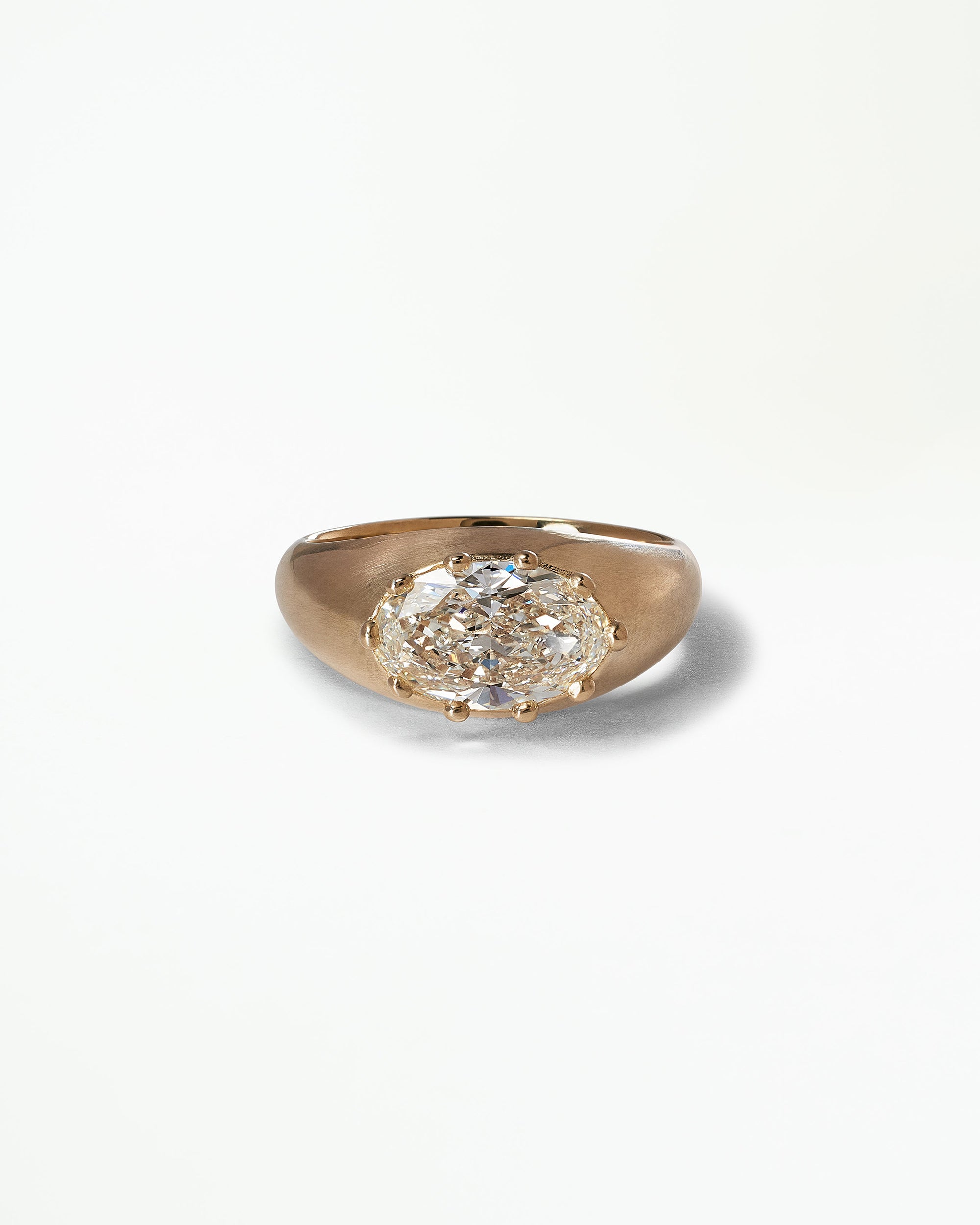 Oval Cut Diamond Beaded Signet Ring No. 2