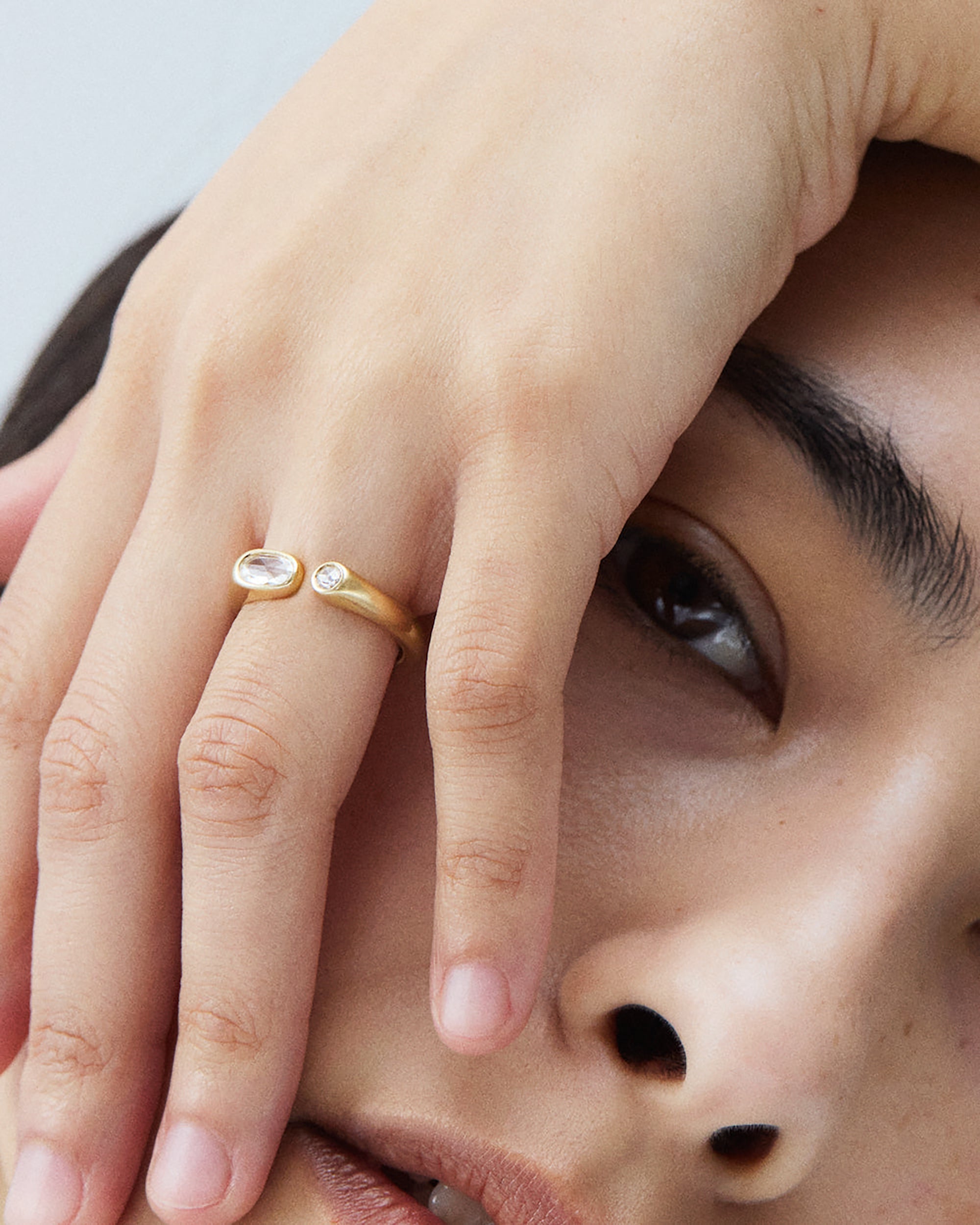 Oval Rose Cut Diamond Dyad Signet Ring