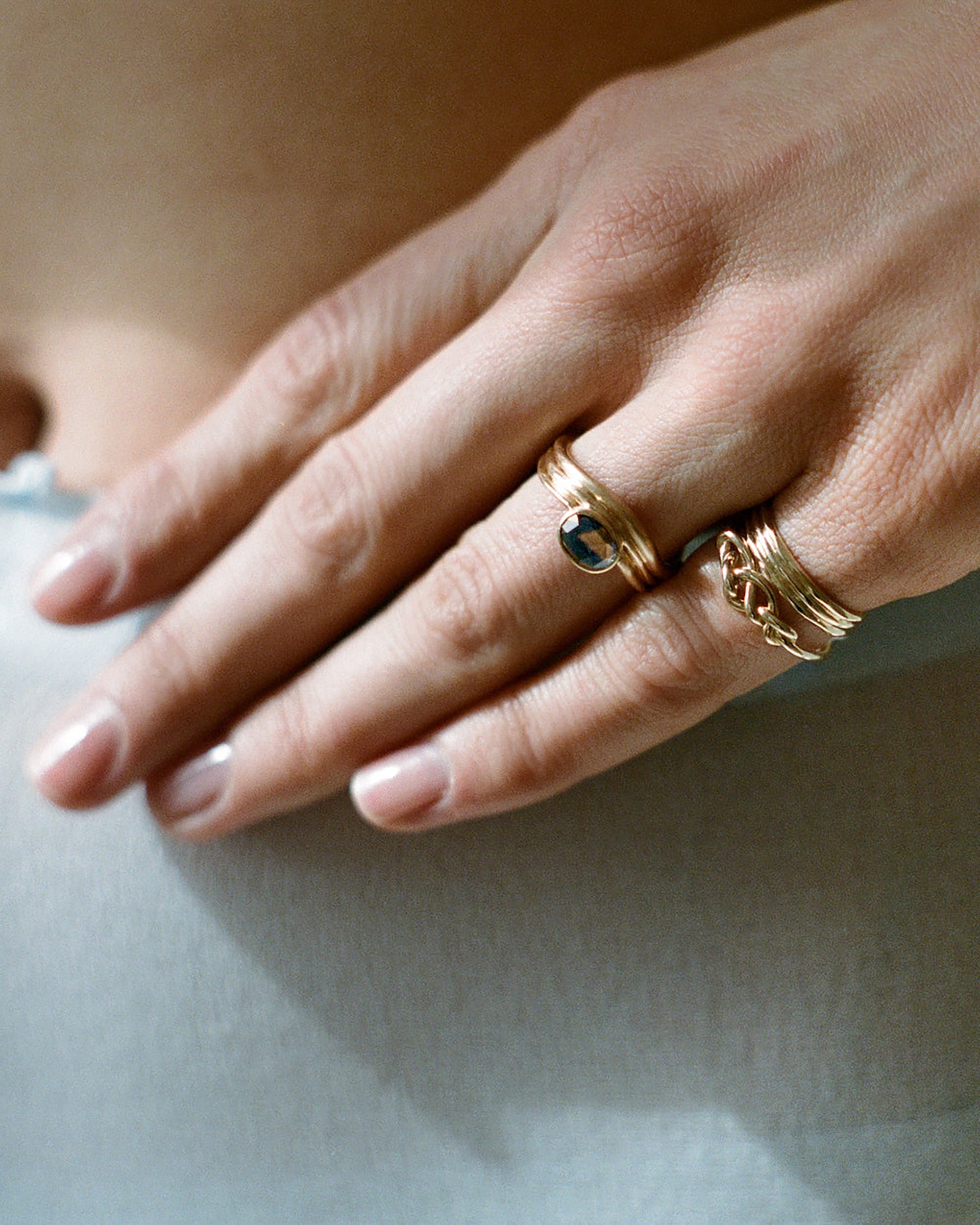 Oval Rose Cut Sapphire Coast Ring No. 4