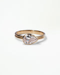 Pear Cut Diamond Ridge Solitaire Ring