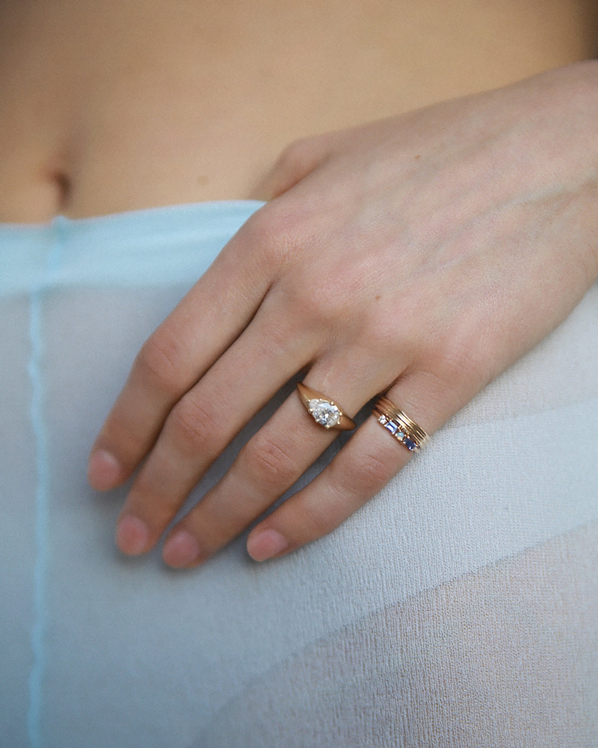 Pear Cut Diamond Signet Ring