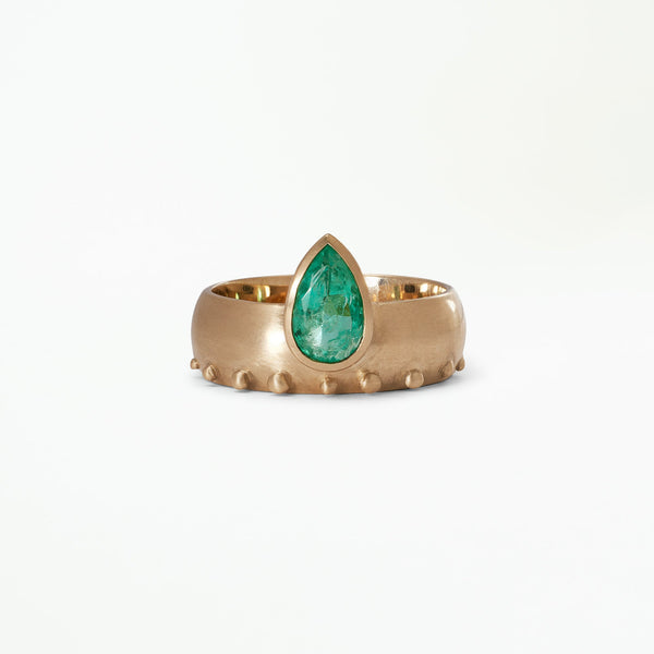 Pear Cut Emerald Dome Monolith Ring No. 8