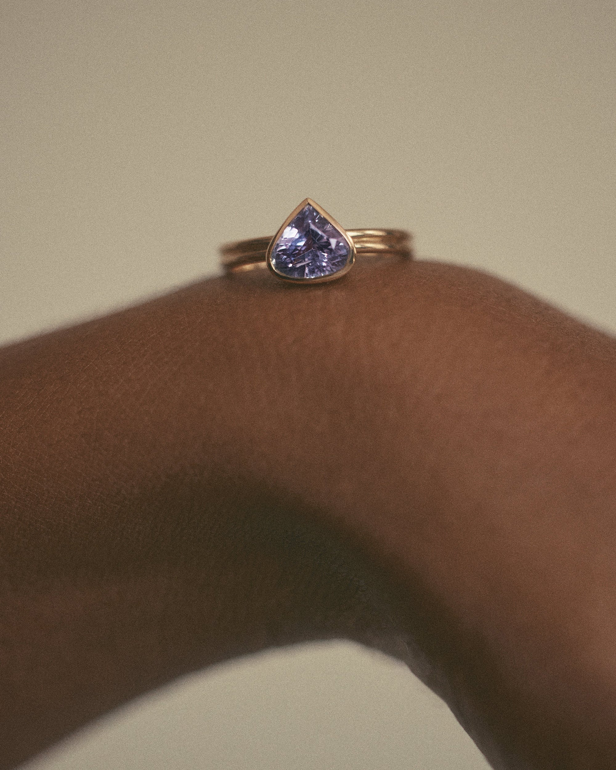 Pear Cut Sapphire Ridge Ring Set