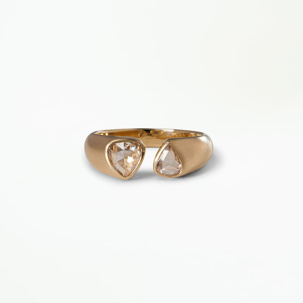 Pear Rose Cut Diamond Dyad Ring
