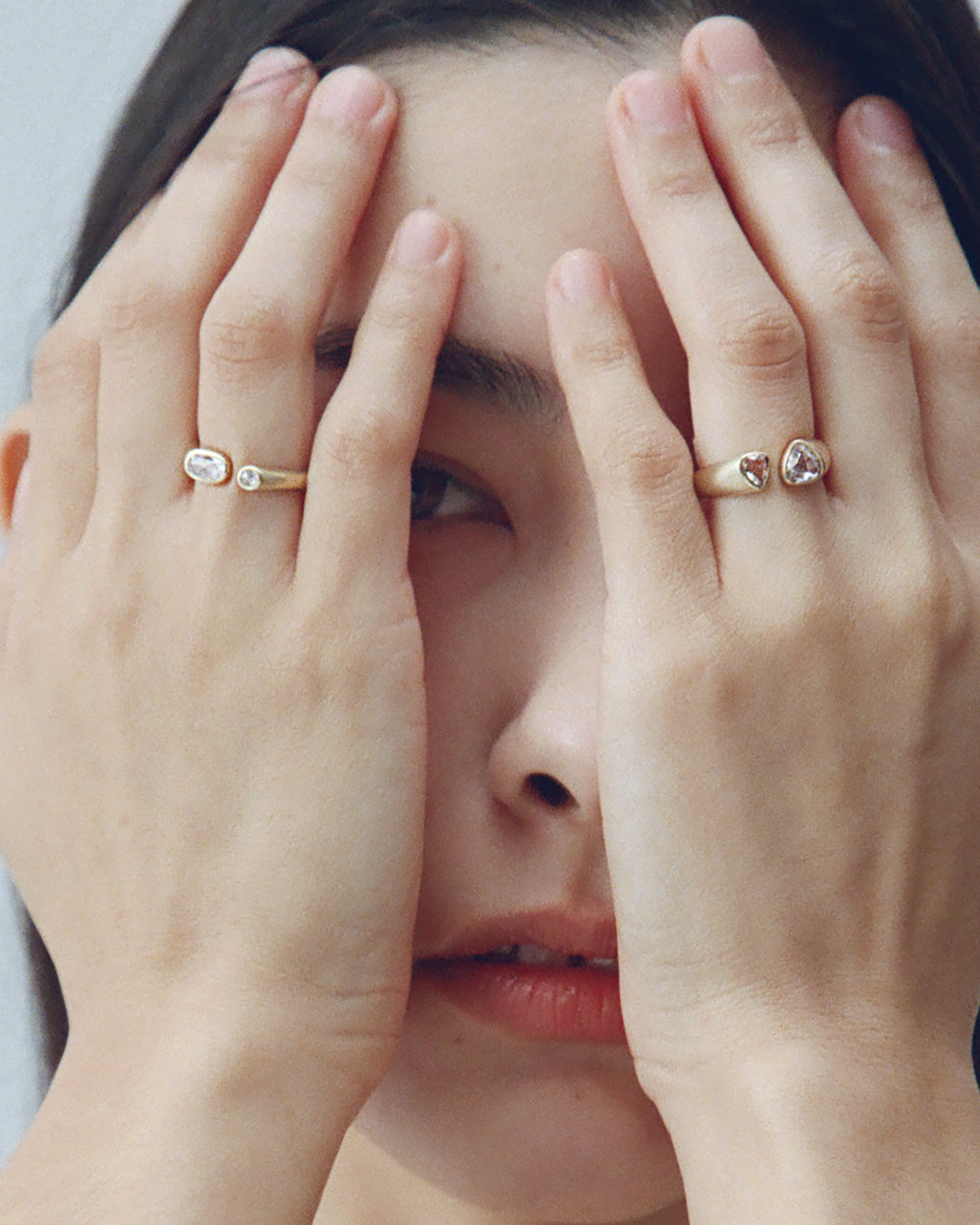 Pear Rose Cut Diamond Dyad Ring