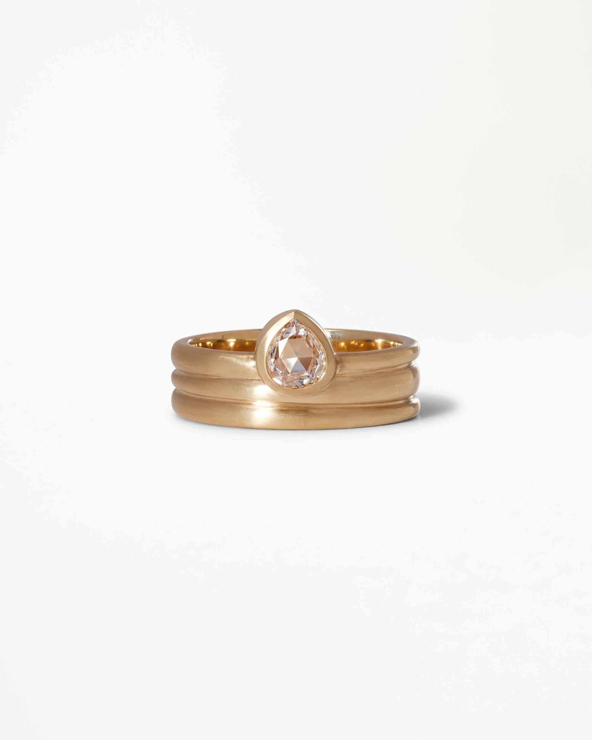 Pear Rose Cut Diamond Spiral Ring