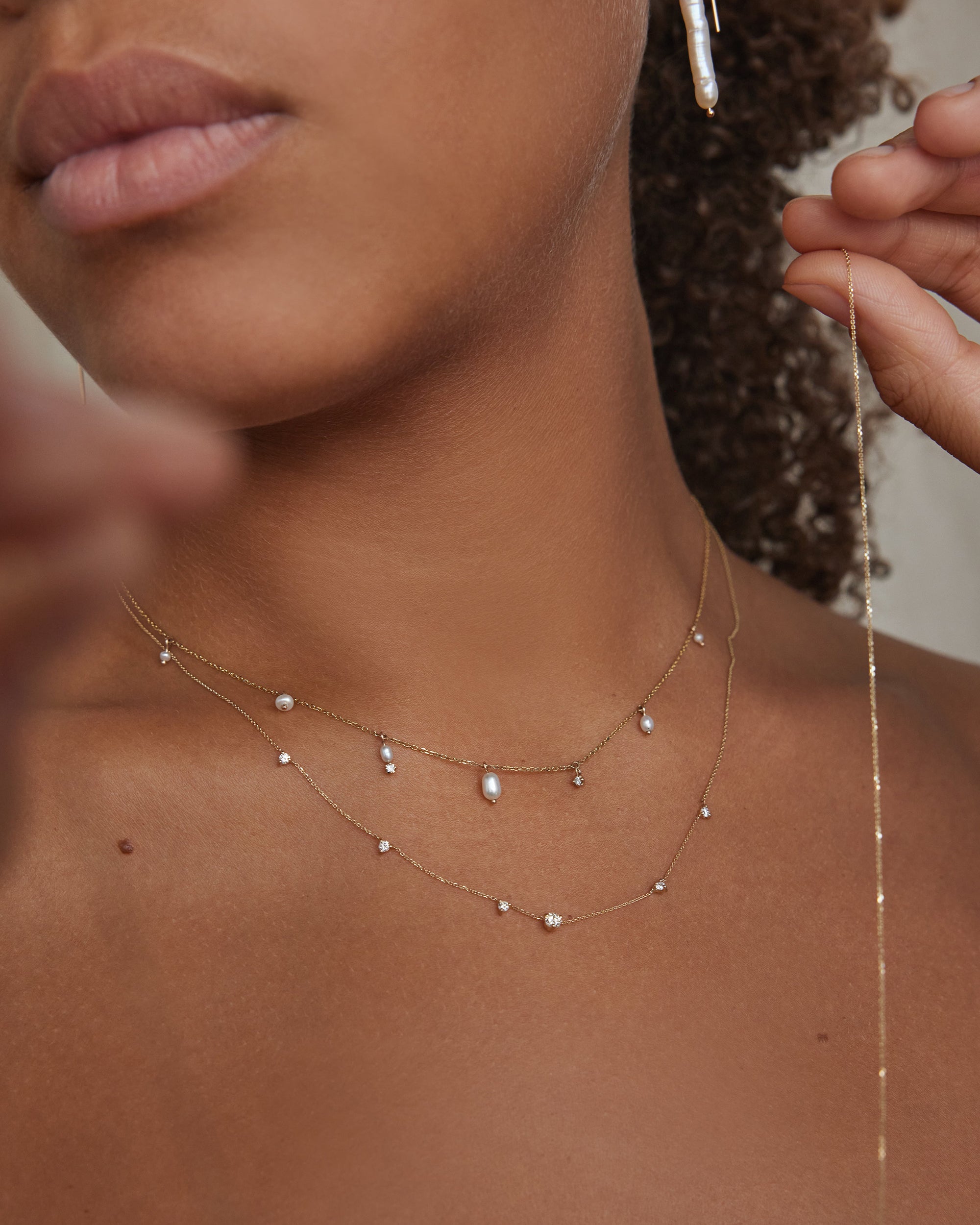 Pearl and Diamond Cascade Necklace – WWAKE