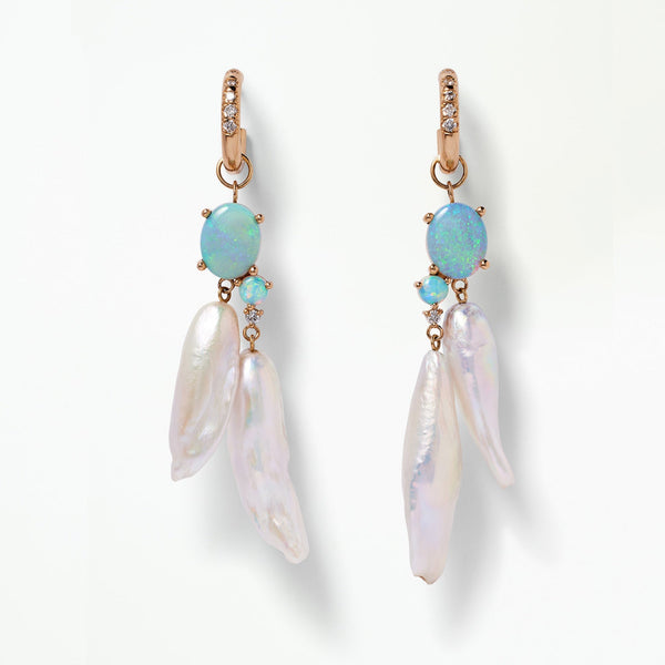 Pearl and Opal Cluster Earrings