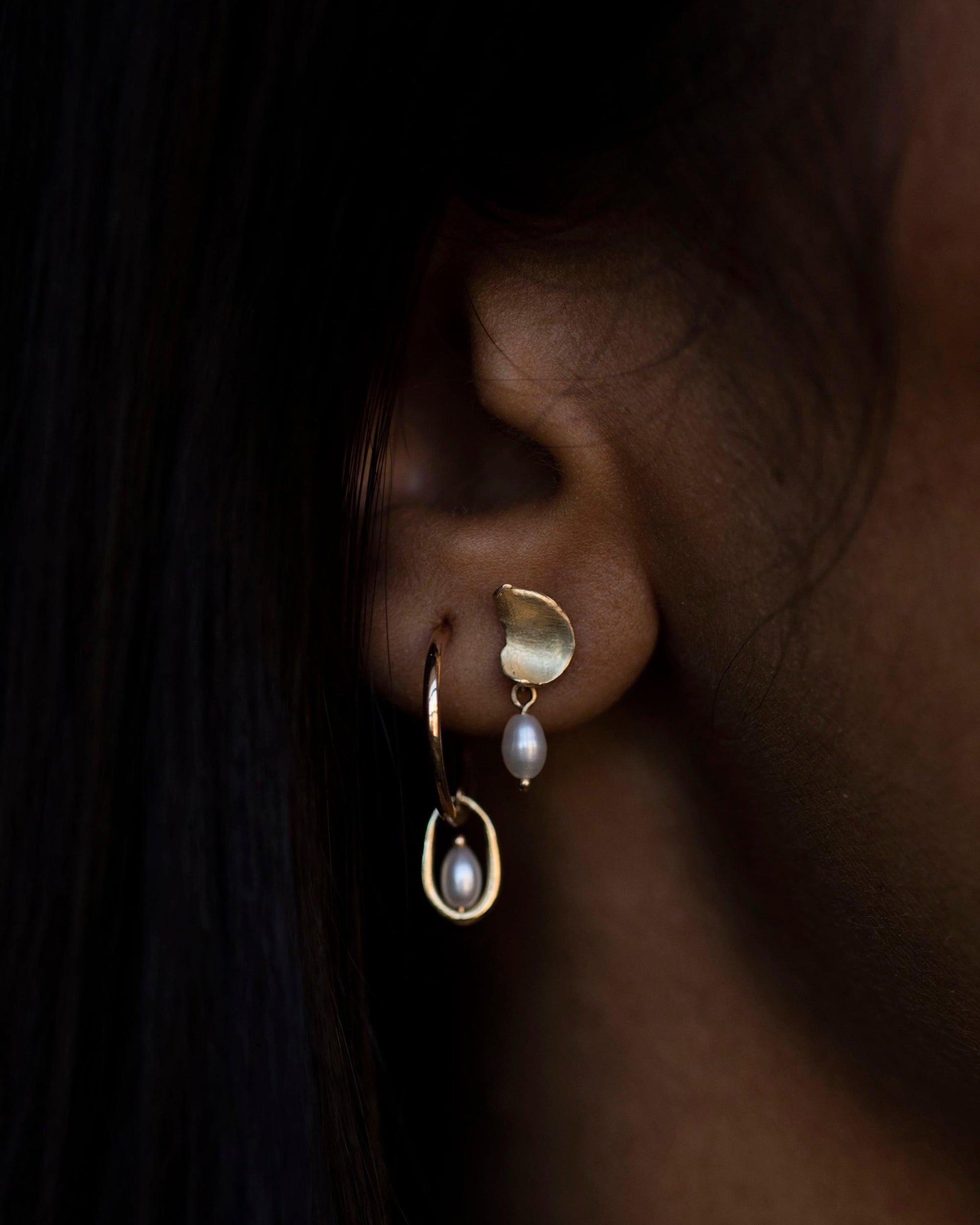 Pearl Droplet Hoop Earring