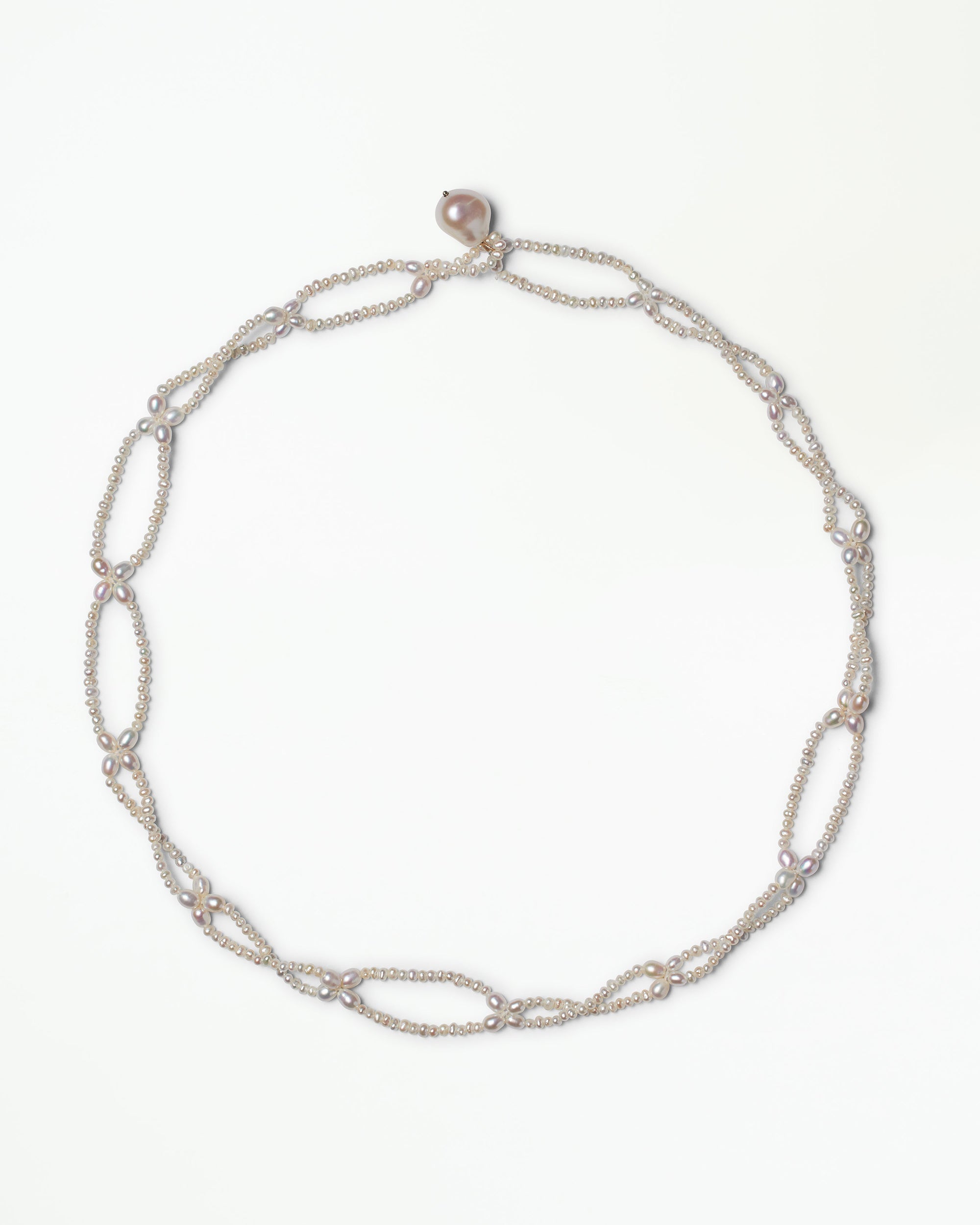 Pearl Petal Lariat Necklace