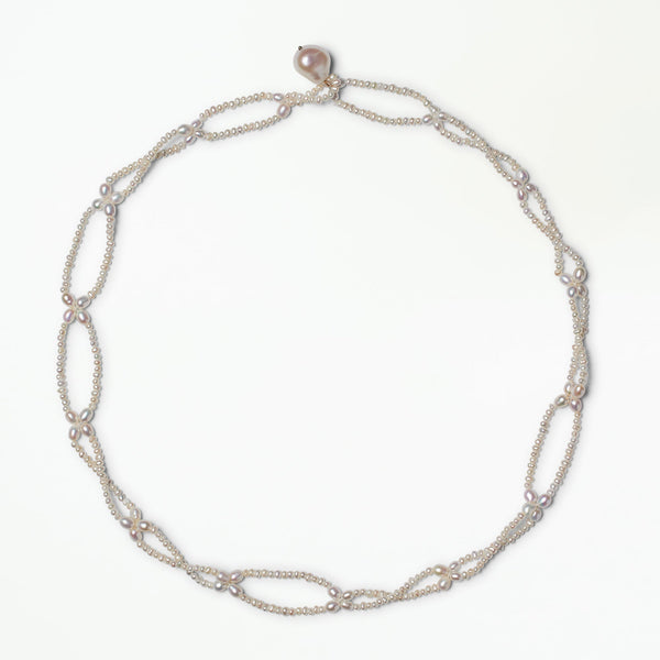 Pearl Petal Lariat Necklace