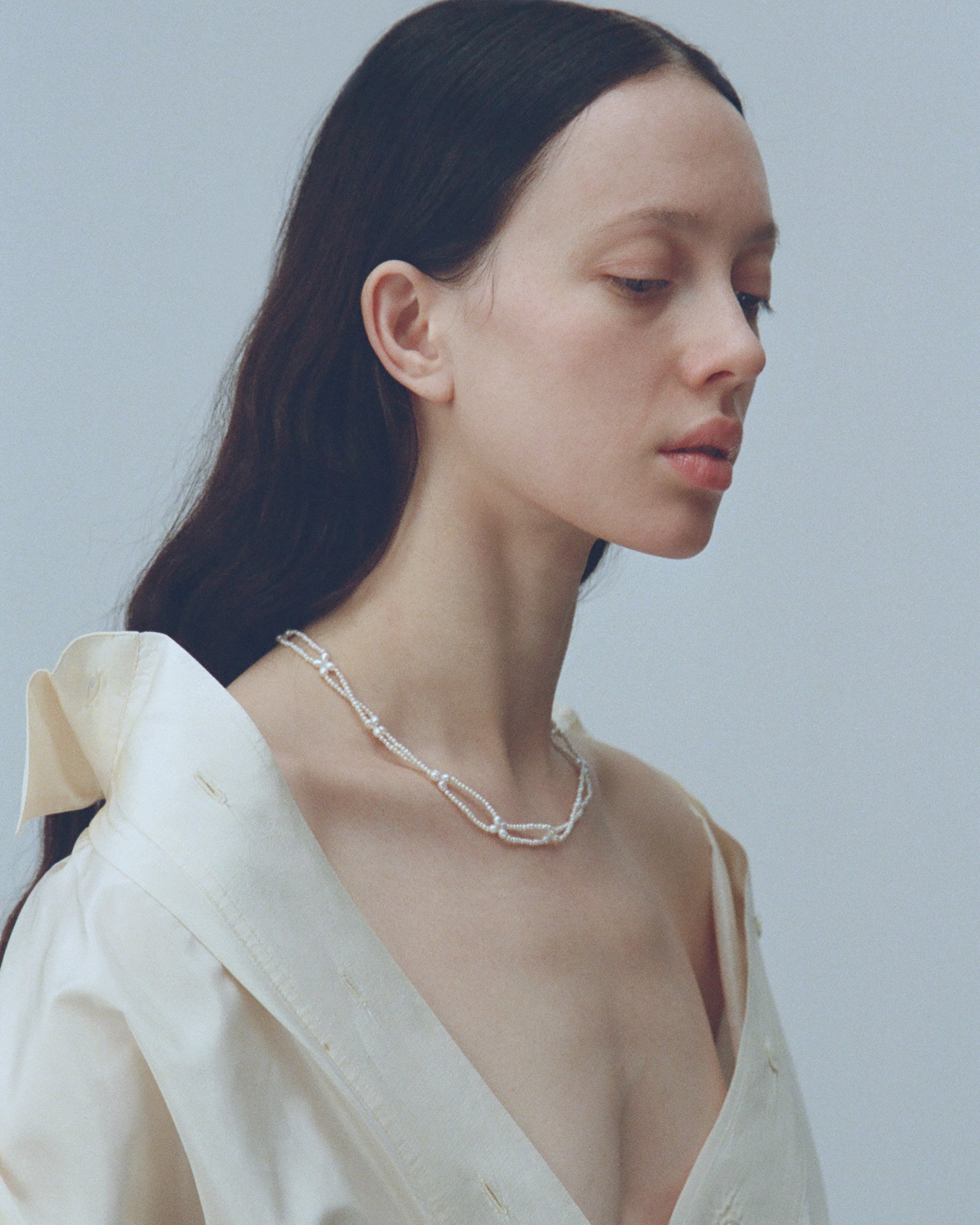 Pearl Petal Lariat Necklace