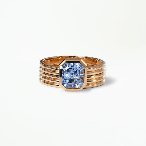 Radiant Cut Sapphire Ridge Ring Set