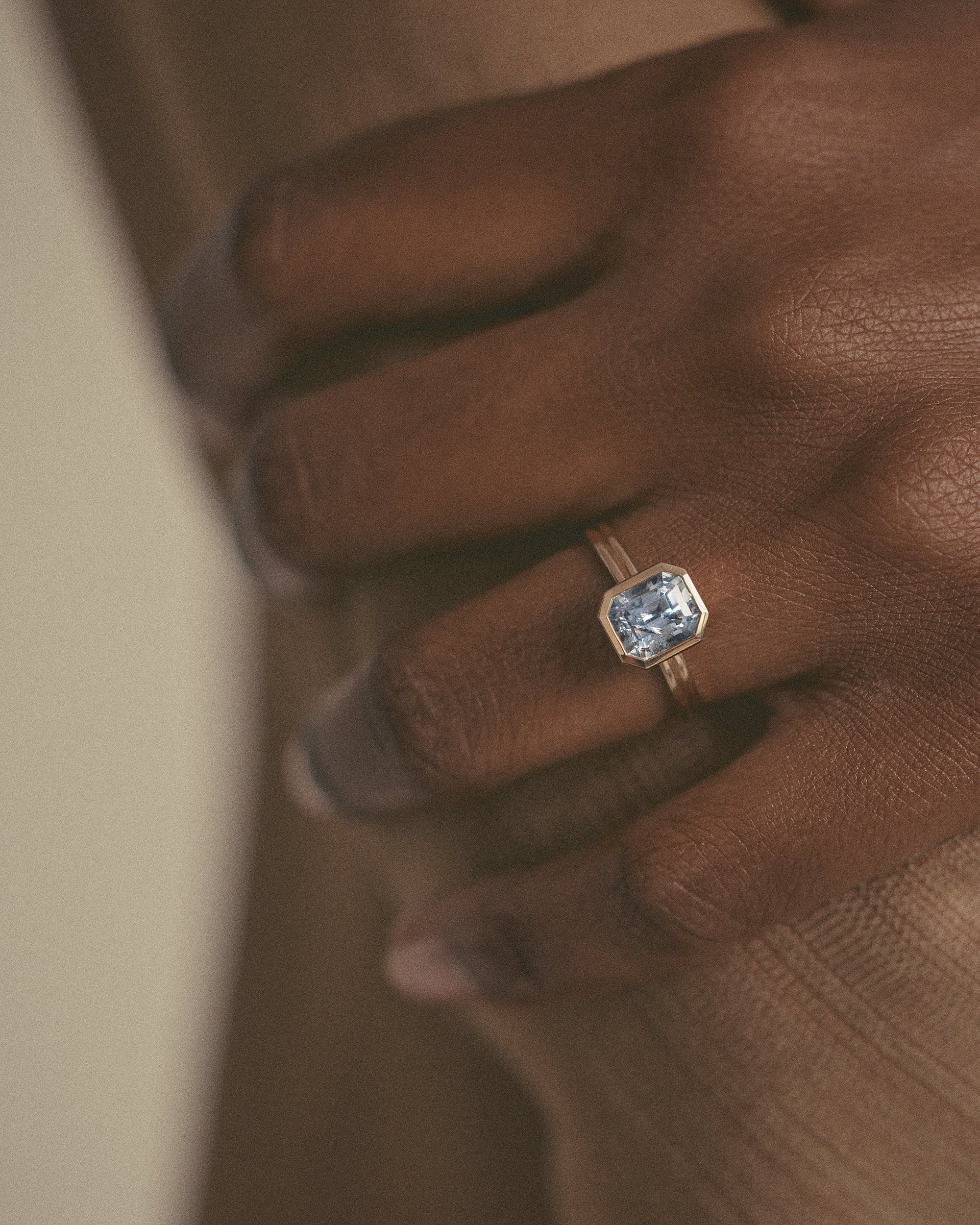 Radiant Cut Sapphire Ridge Ring Set