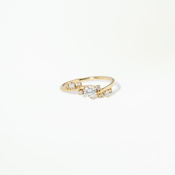 Round Cut Diamond Organic Crossover Ring