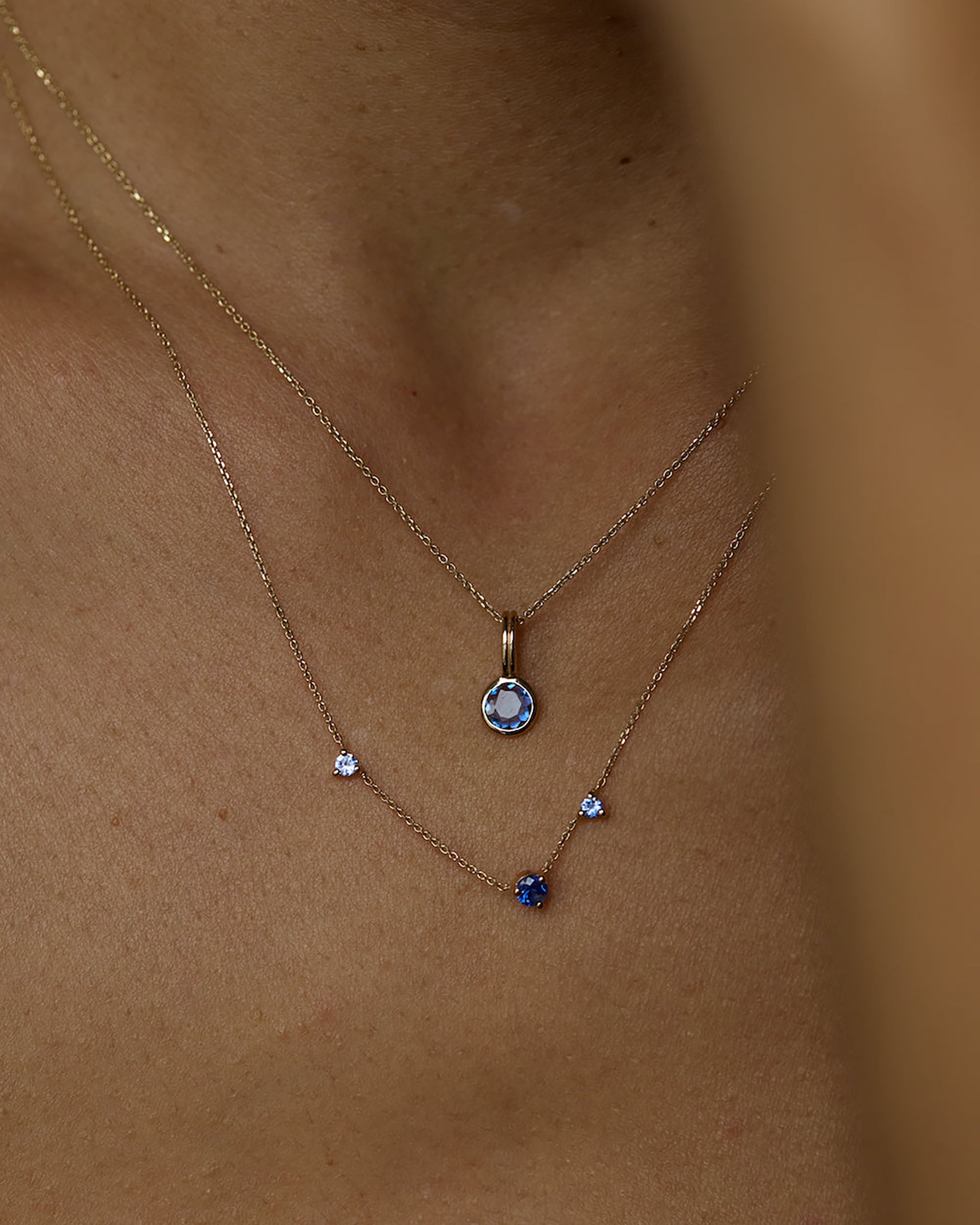 Round Cut Sapphire Rain Pendant No. 12