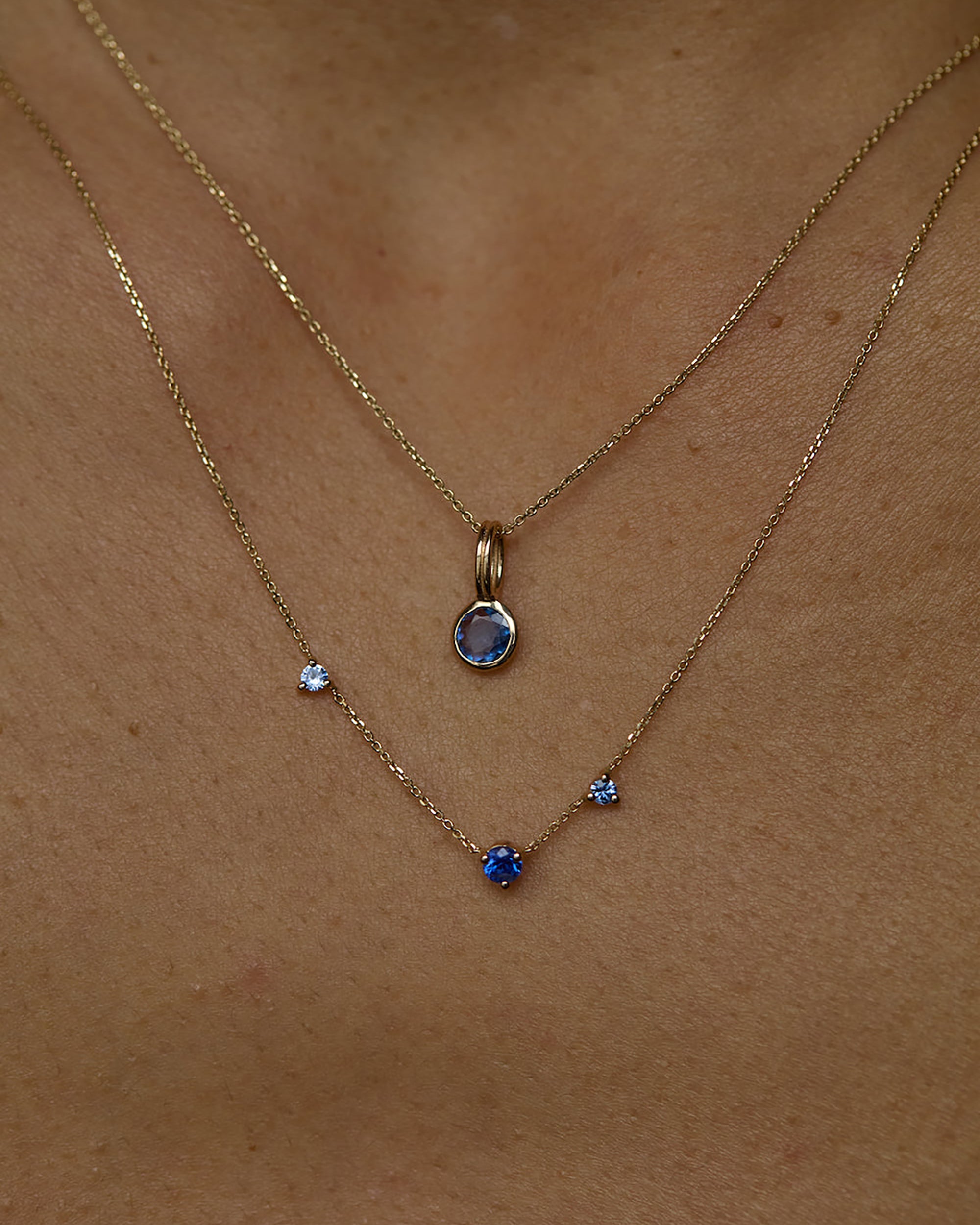 Round Cut Sapphire Rain Pendant No. 4