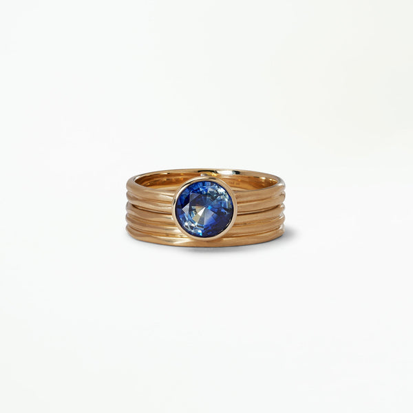 Round Cut Sapphire Ridge Ring Set No. 10
