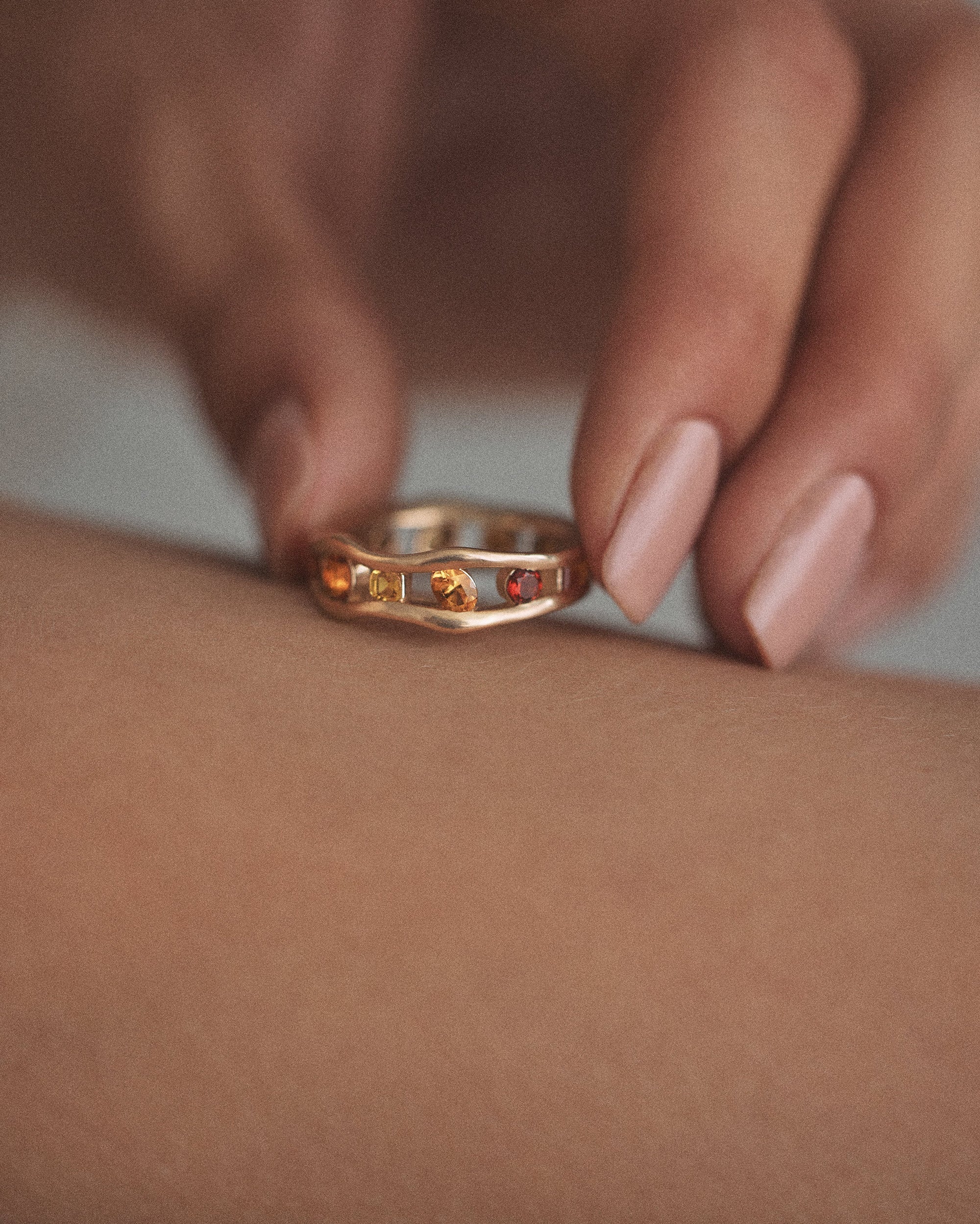 Sapphire and Citrine Float Ring