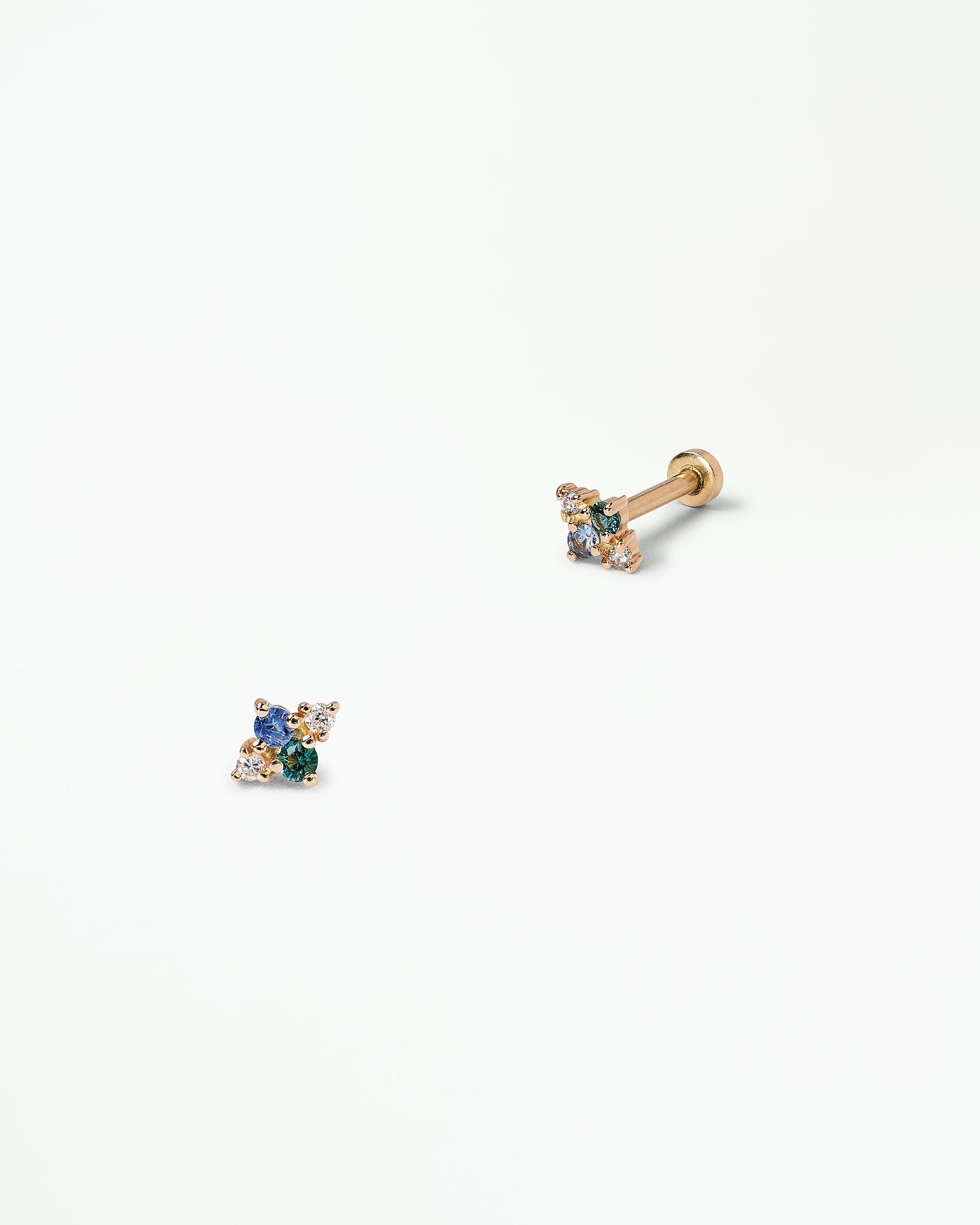 Sapphire and Diamond Covey Flat Back Earring