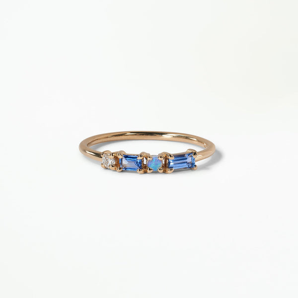 Sapphire and Diamond Pillar Ring
