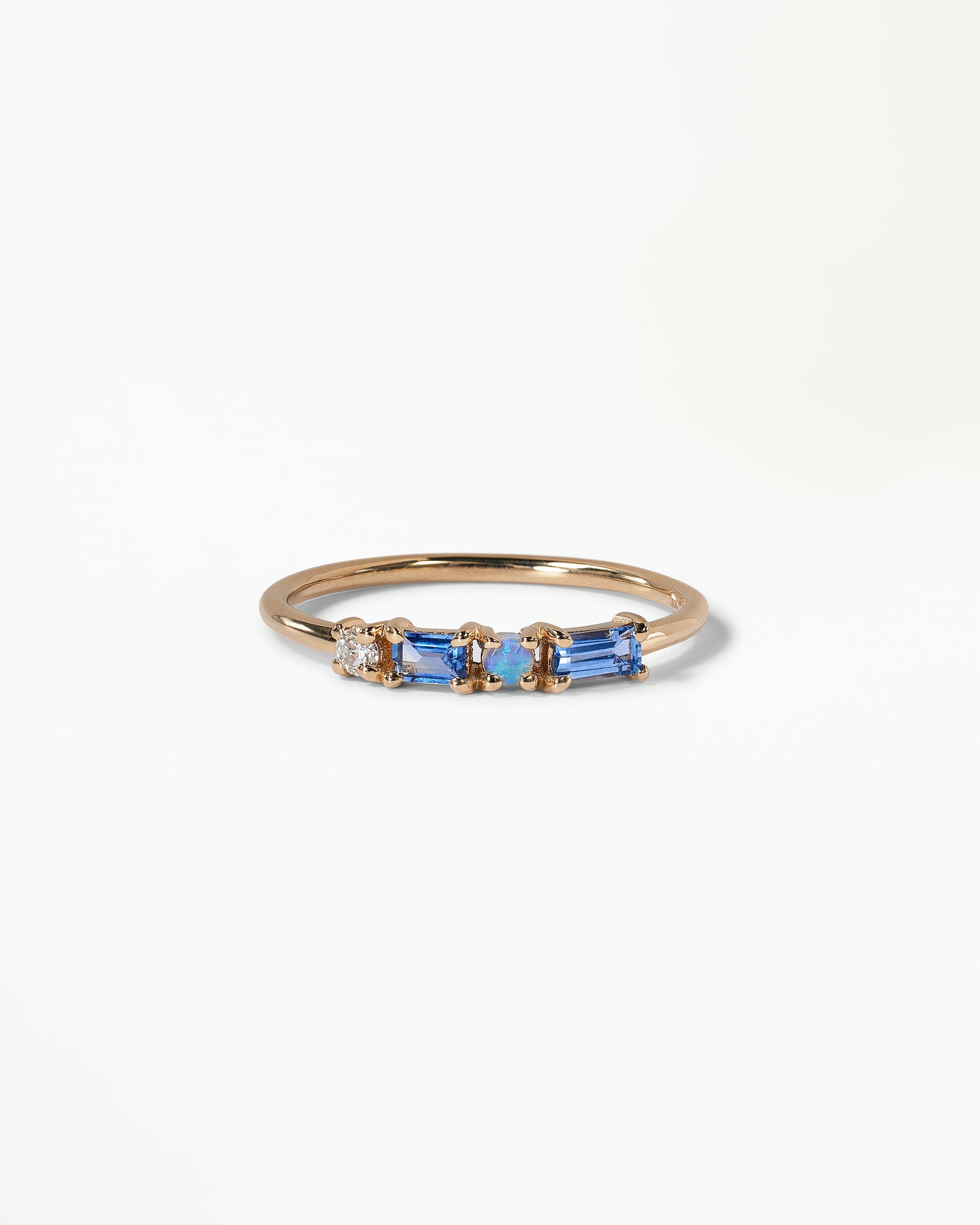 Sapphire and Diamond Pillar Ring