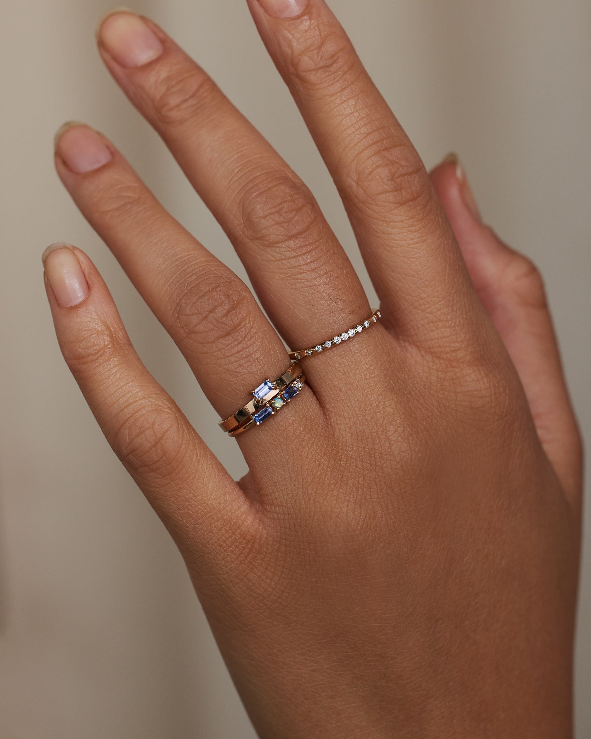 Sapphire and Diamond Pillar Ring