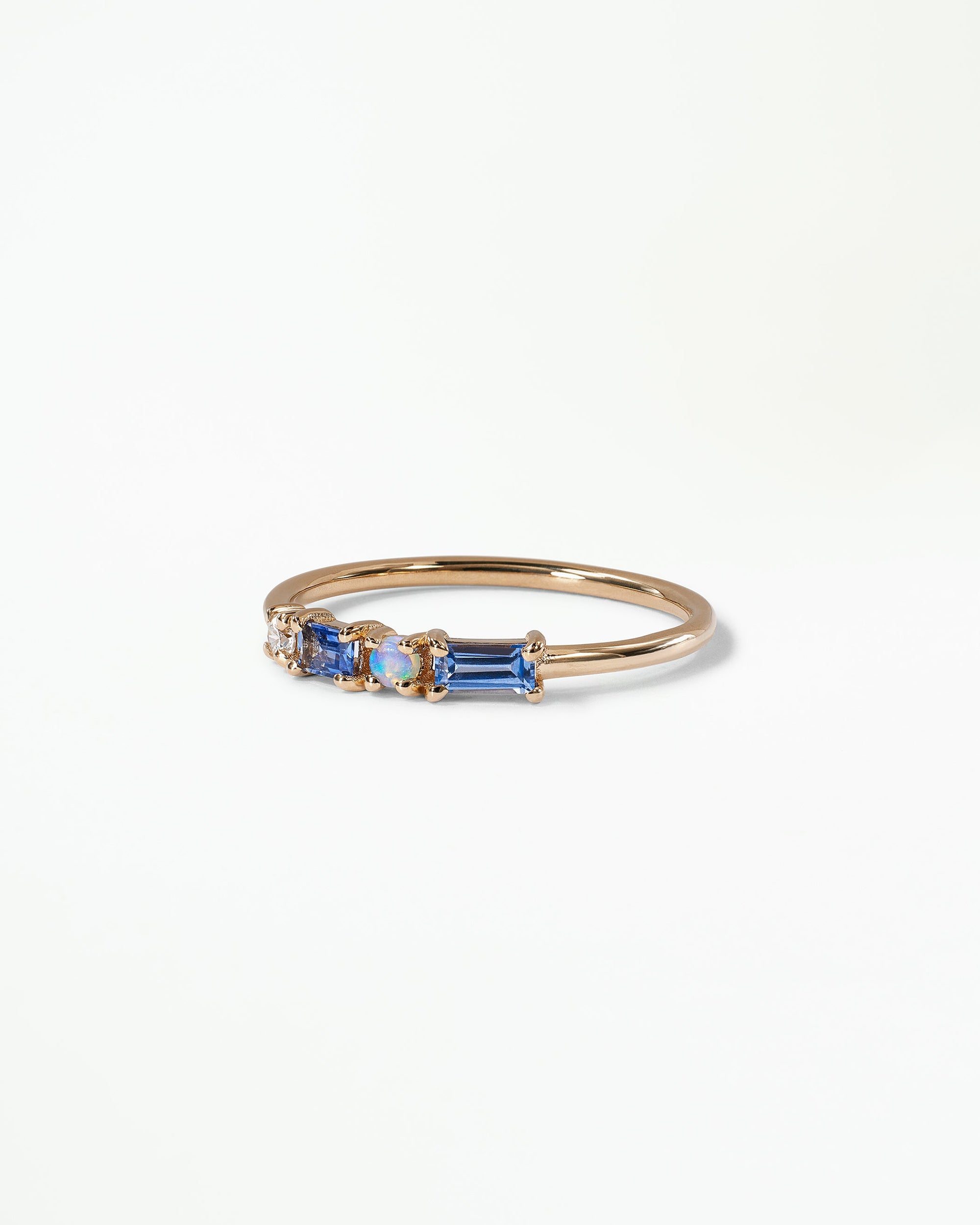 Sapphire and Diamond Pillar Ring