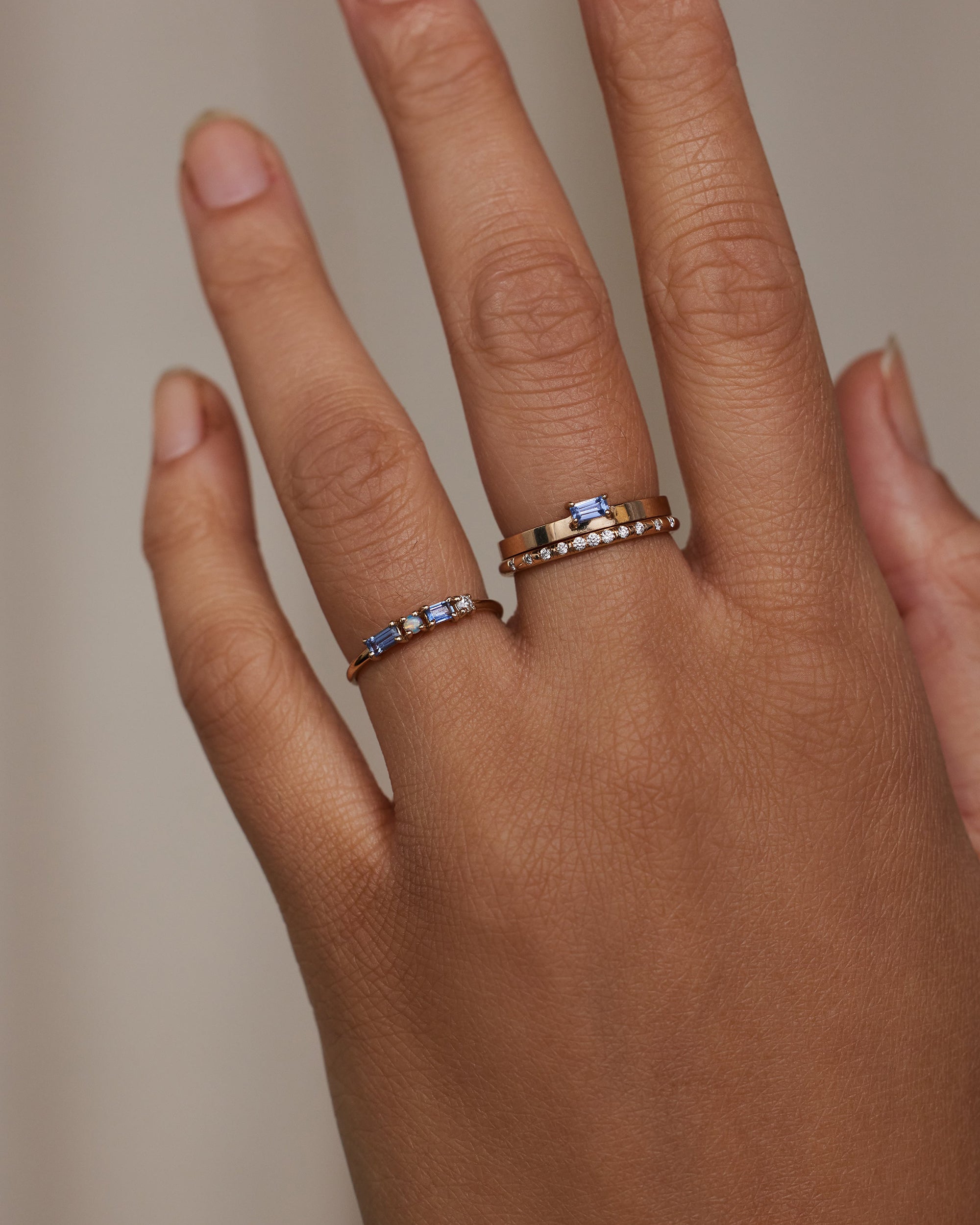 Sapphire and Diamond Pillar Ring