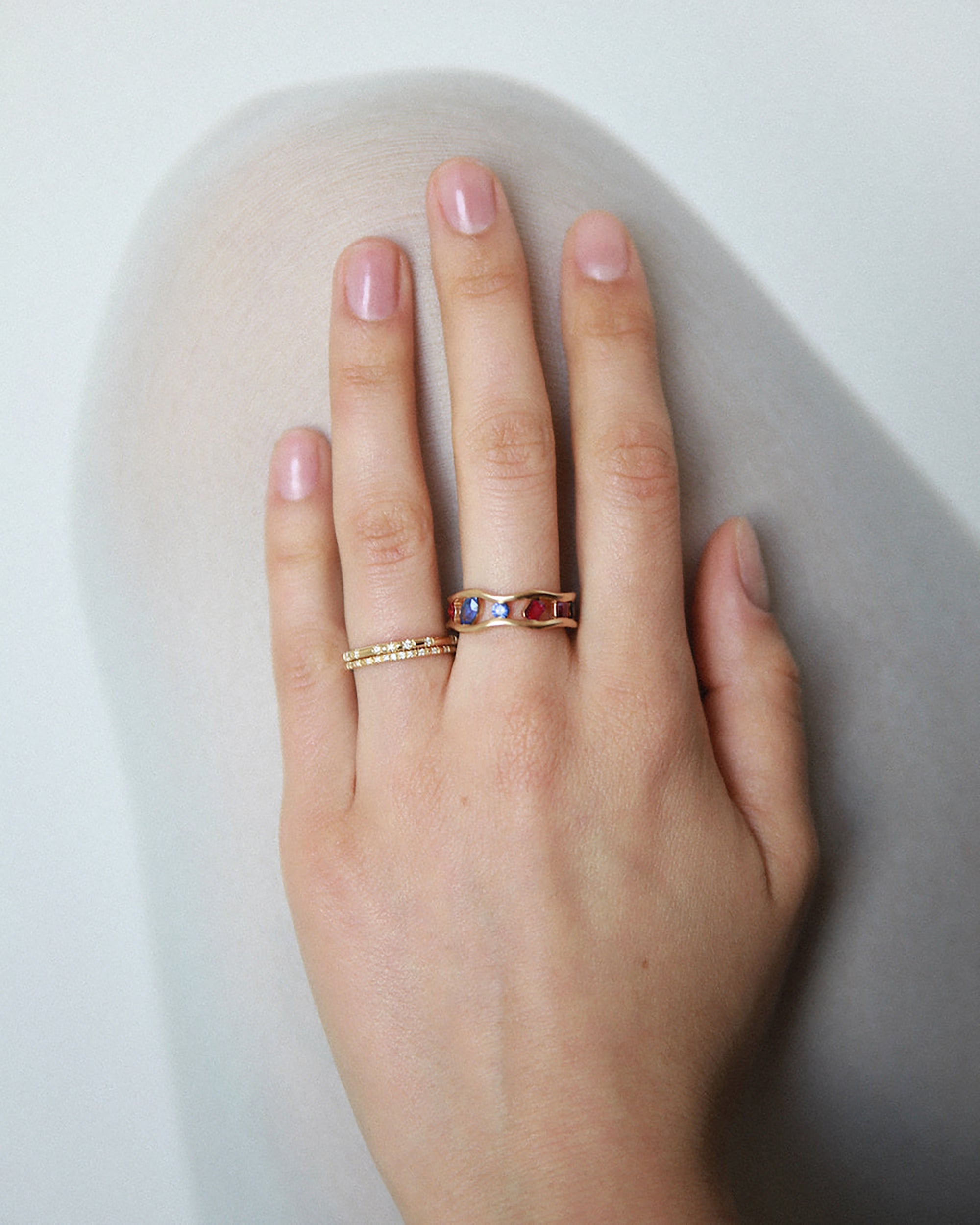 Sapphire and Ruby Float Ring No. 1