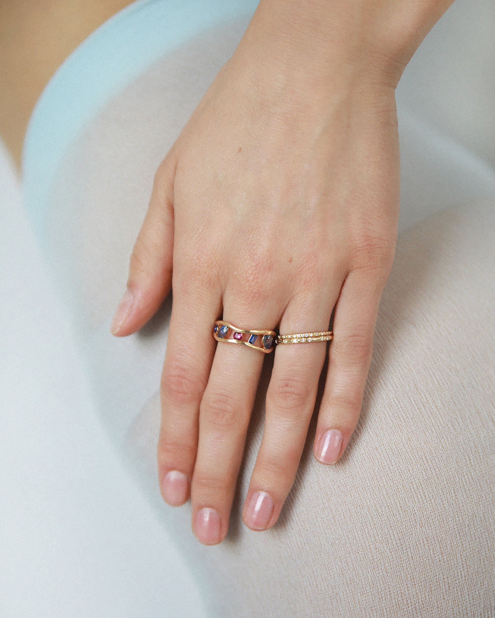 Sapphire and Ruby Float Ring No. 1