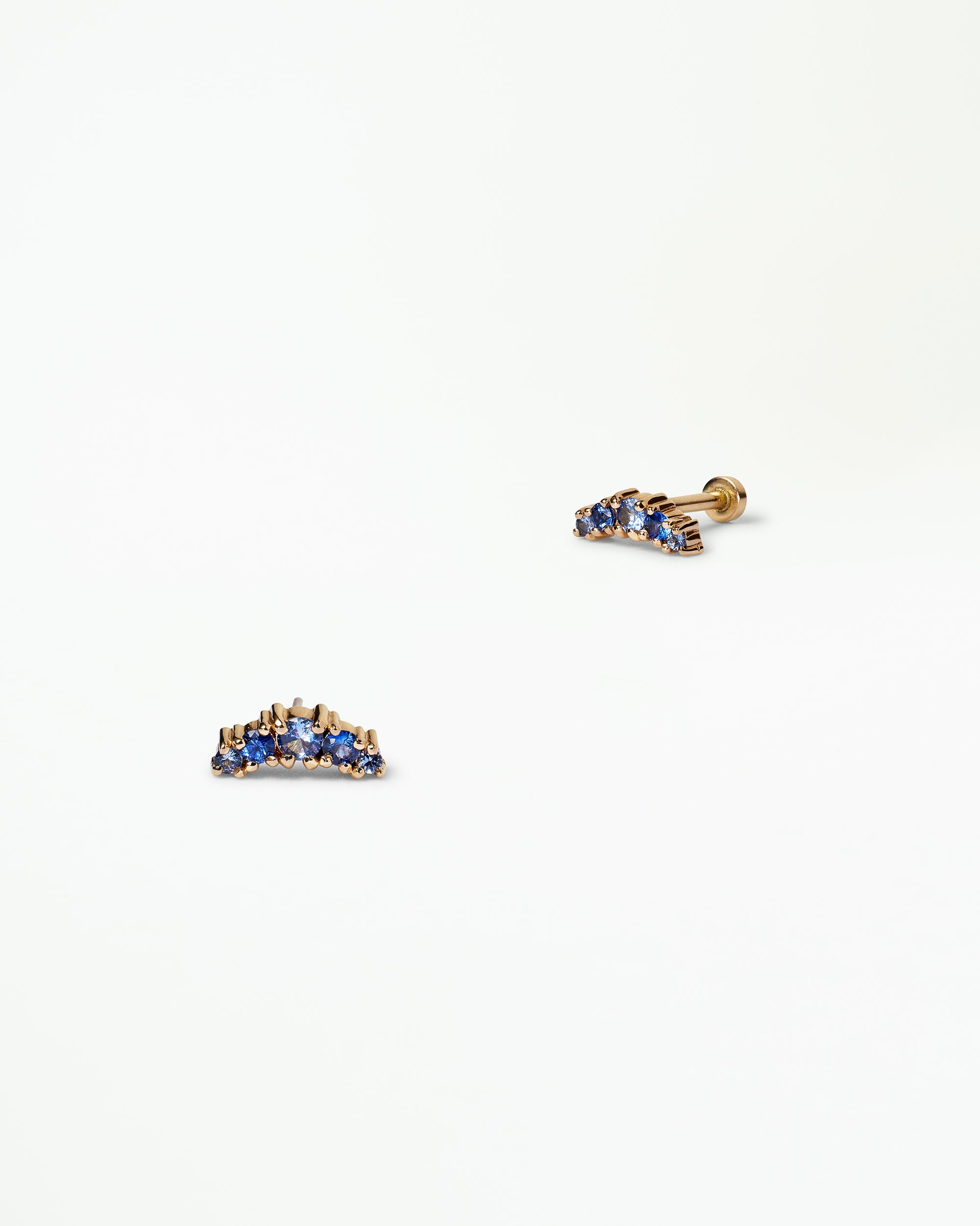Sapphire Crescent Flat Back Earring