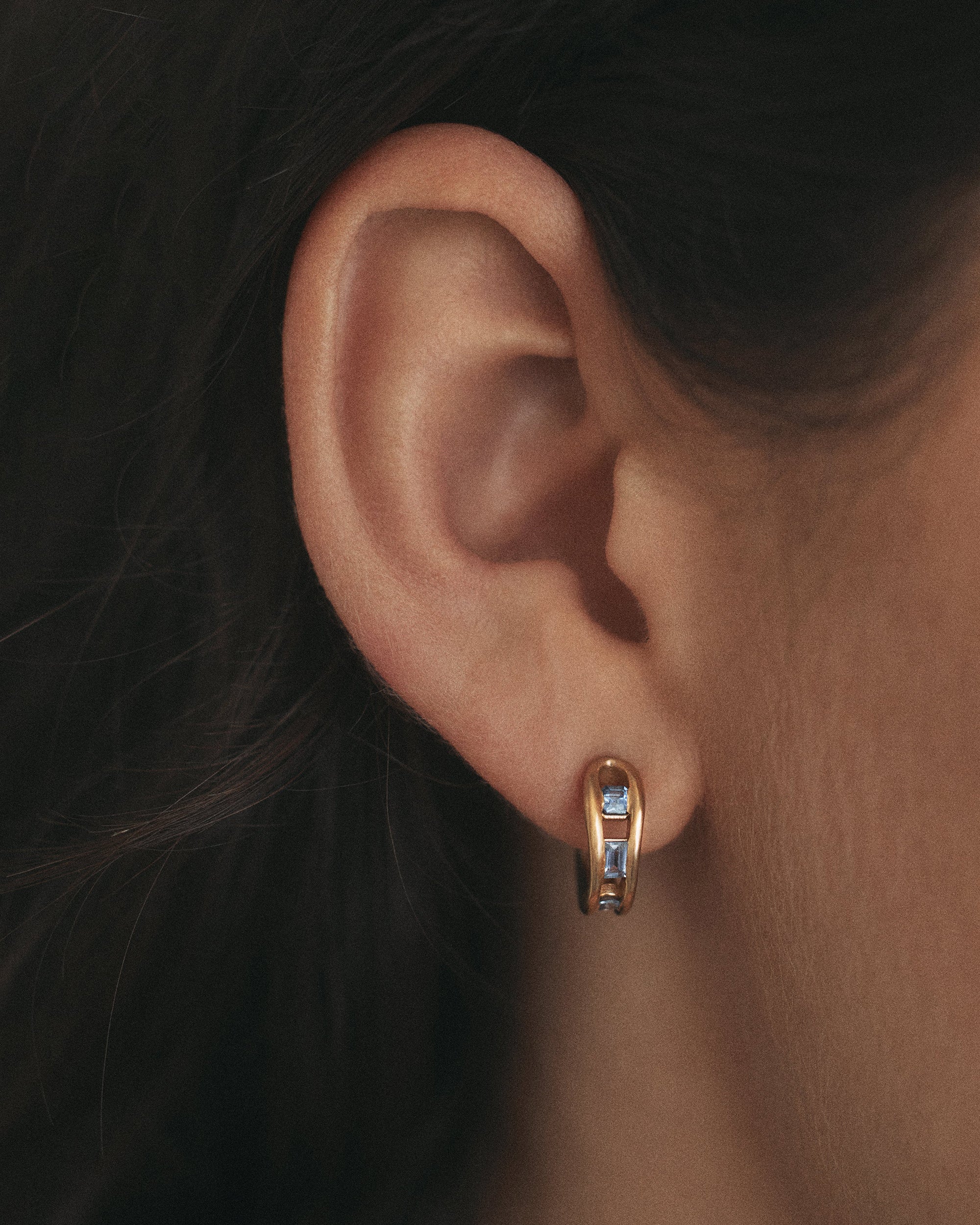 Sapphire Float Hoop Earring
