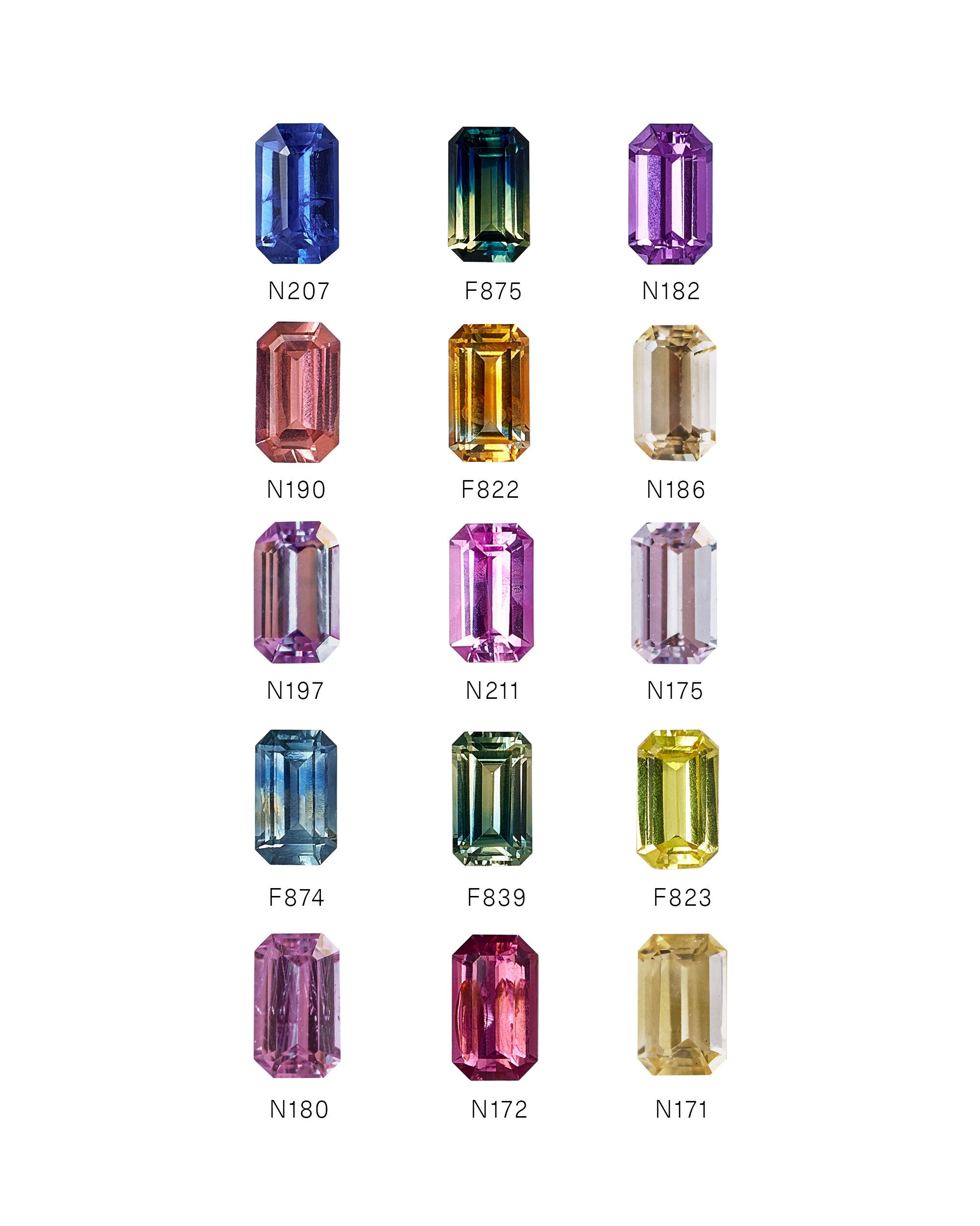 [lifestyle]Collection of various colored gemstones on a white background