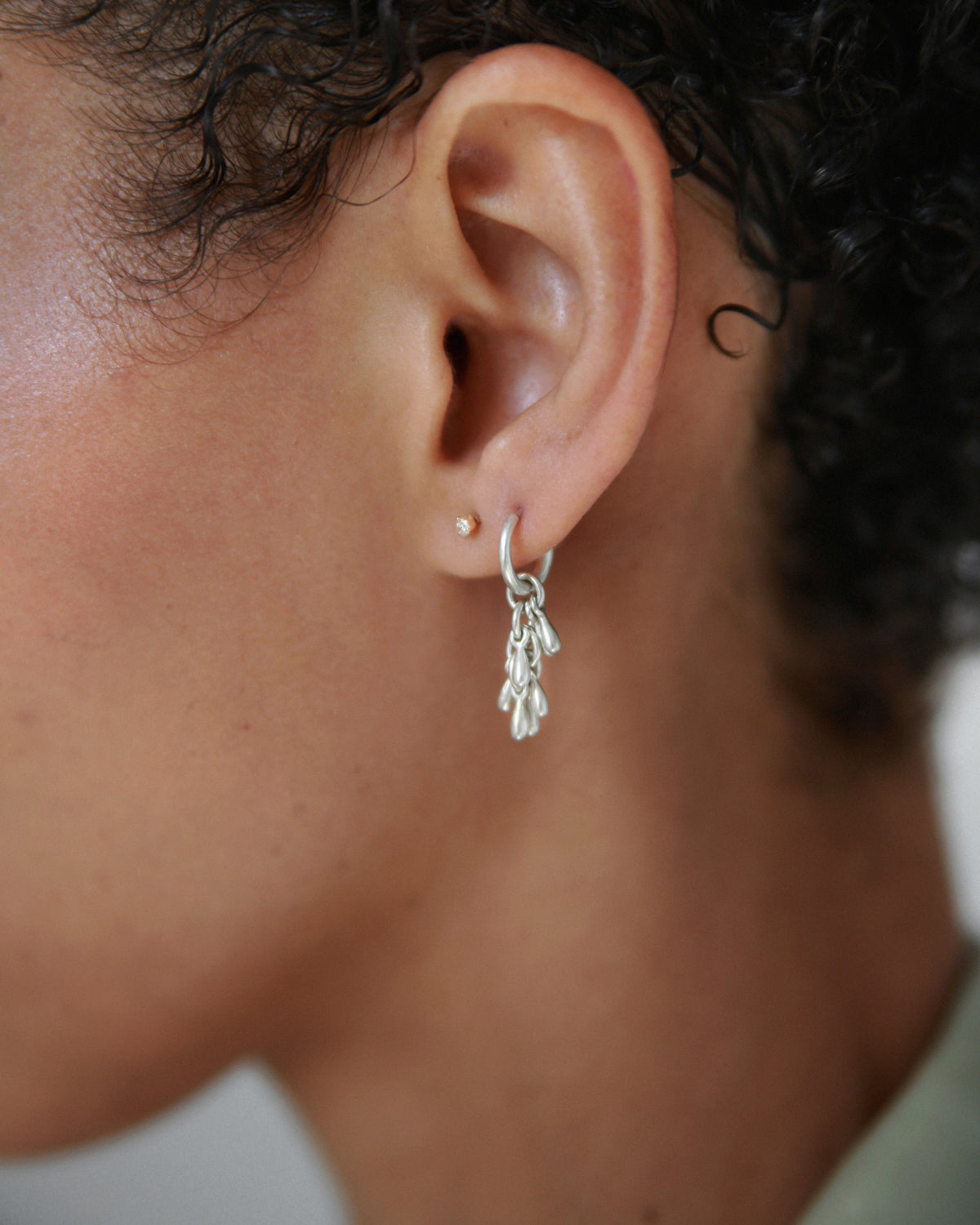 Silver Fringe Hoop Earring